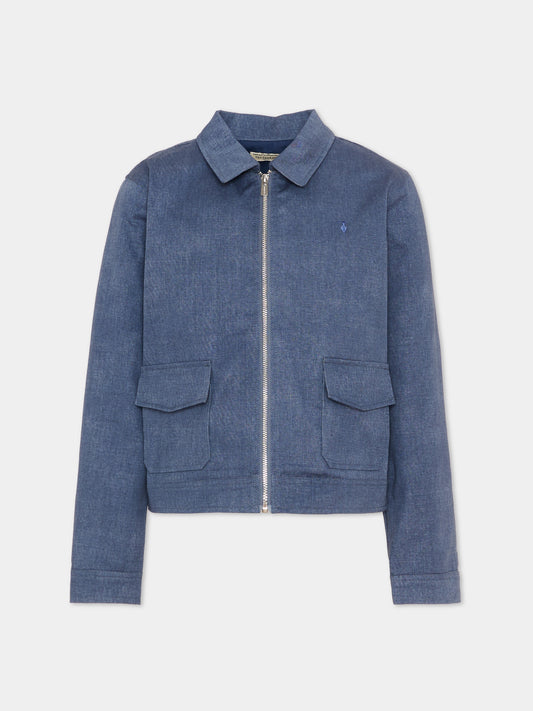 Giubbotto blu per bambino con levriero,Trussardi Junior,TIP26042GB BLUE ESTATE