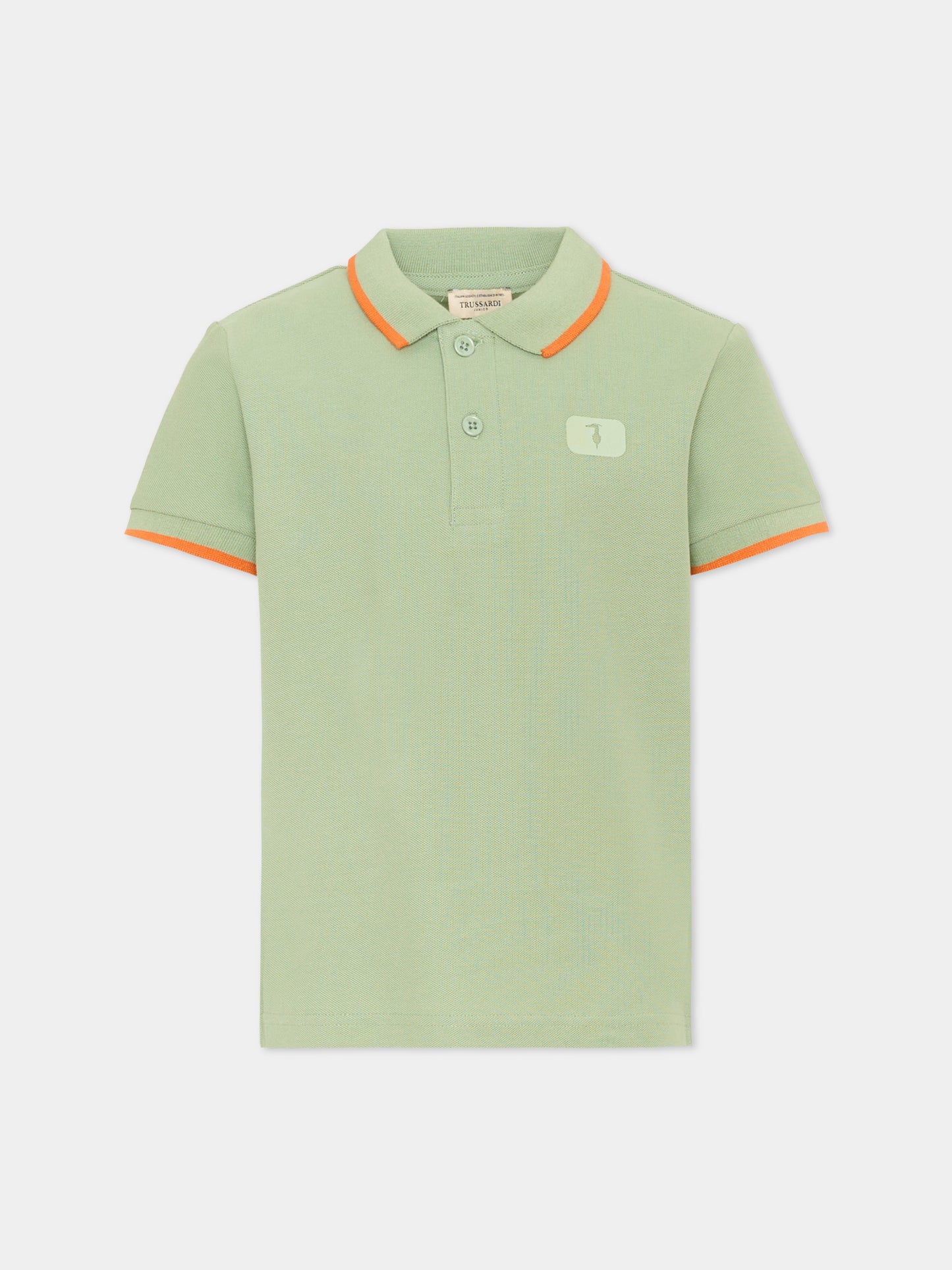 Polo verde per bambino con levriero,Trussardi Junior,TIP26045PO GREEN BASIL