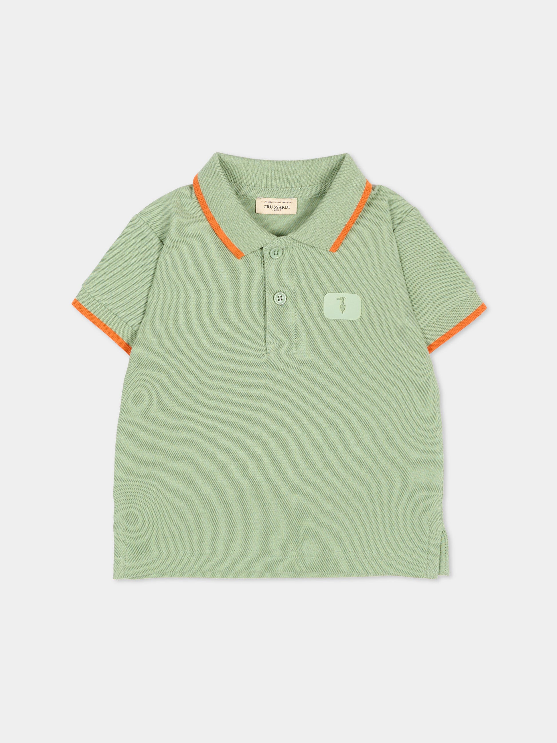 Polo verde per neonato con levriero,Trussardi Junior,TIP26045PO GREEN BASIL