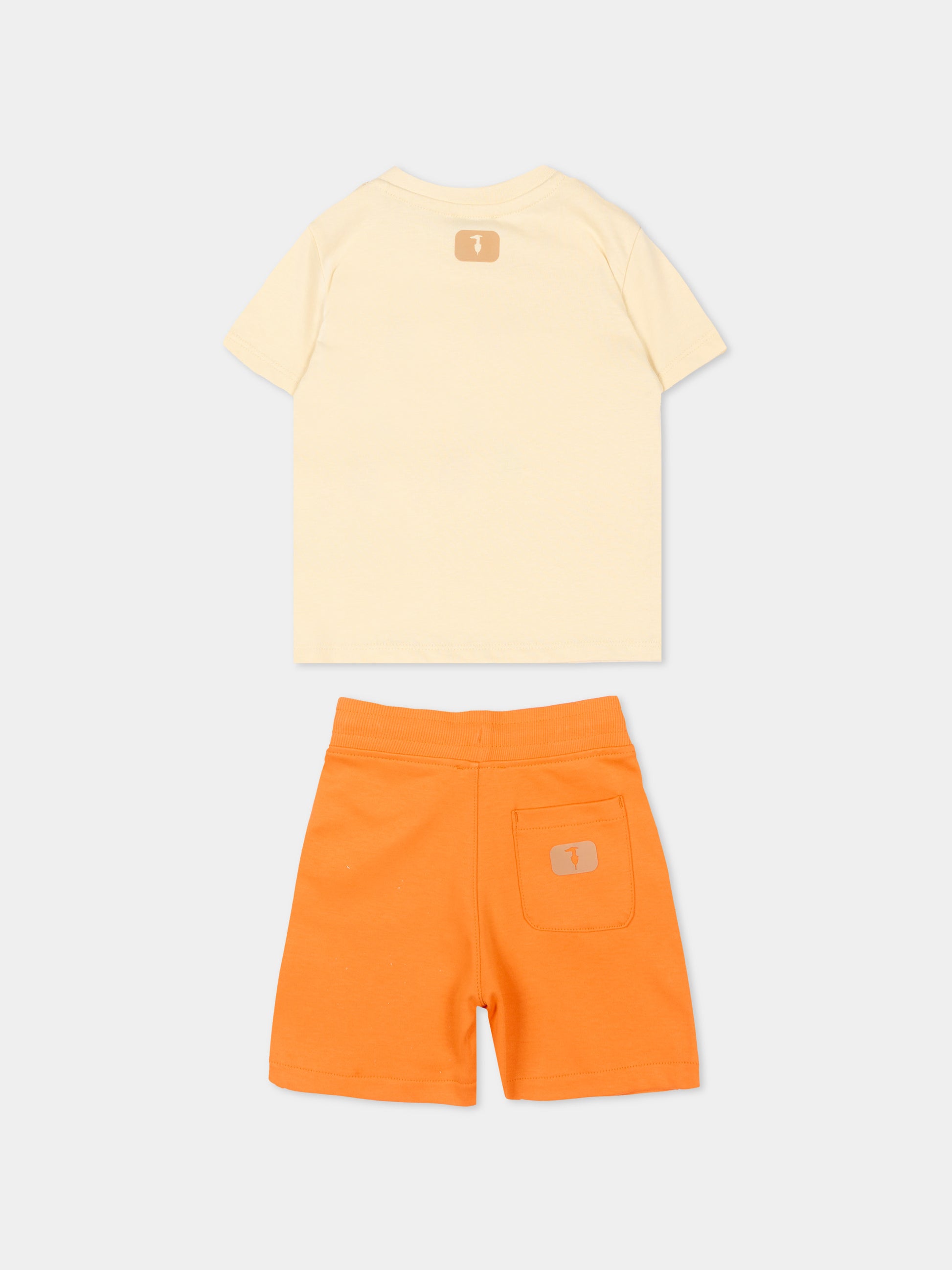 Completo sportivo beige per neonato con logo,Trussardi Junior,TIP26070CJ BEIGE NEW ECRU