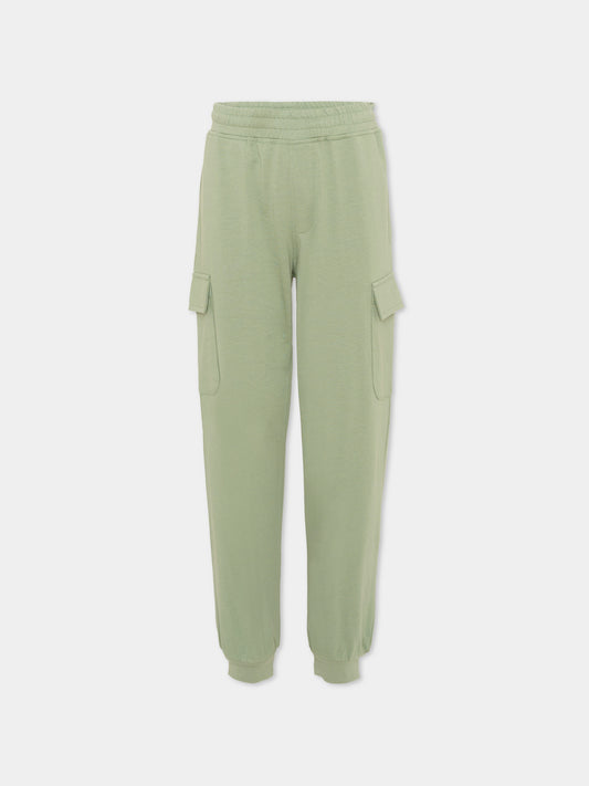 Pantaloni verdi per bambino cargo,Trussardi Junior,TIP26075PA GREEN BASIL