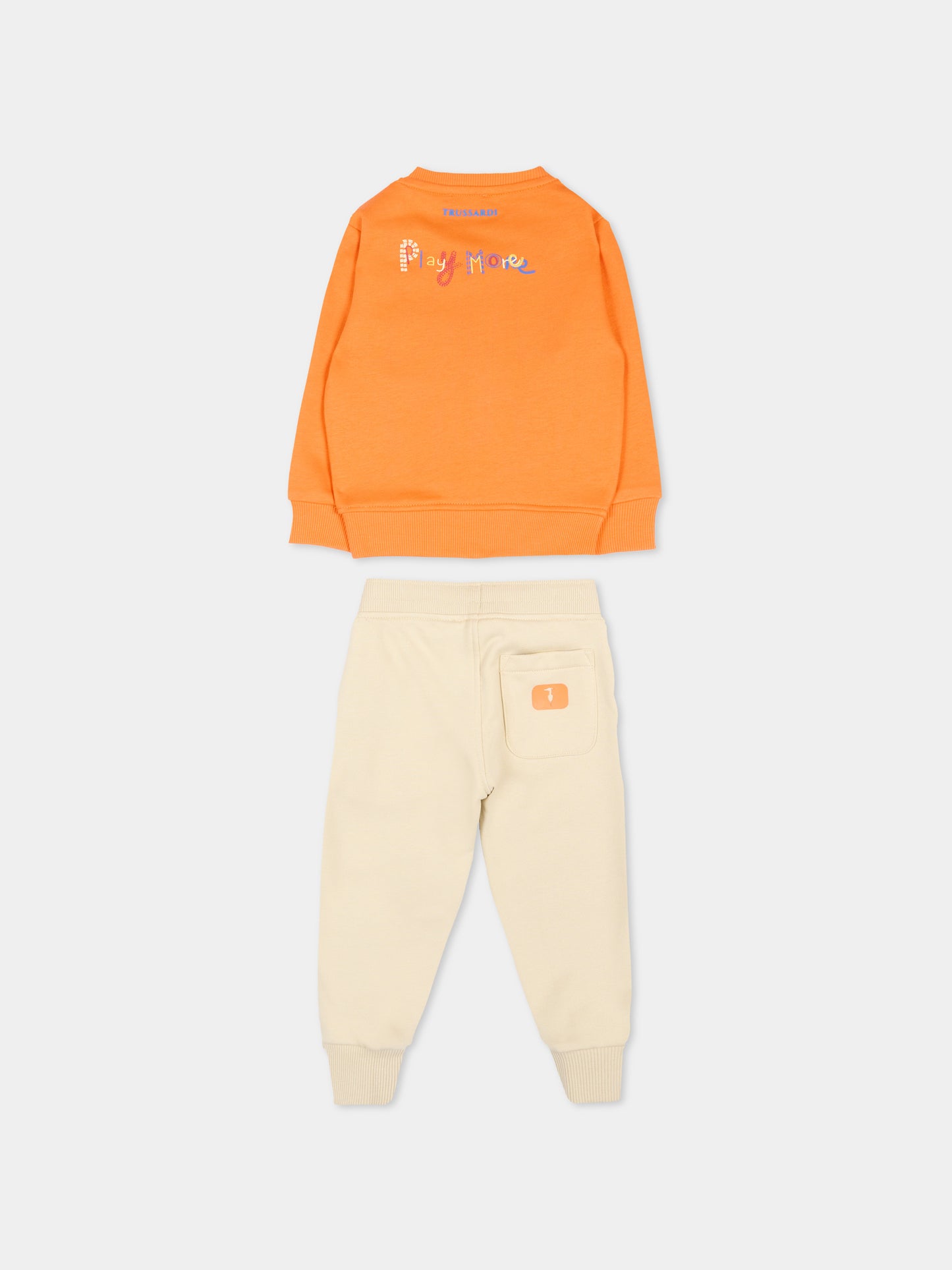 Completo sportivo arancione per neonato con levriero,Trussardi Junior,TIP26077CF ORANGE GOLDEN POPPY