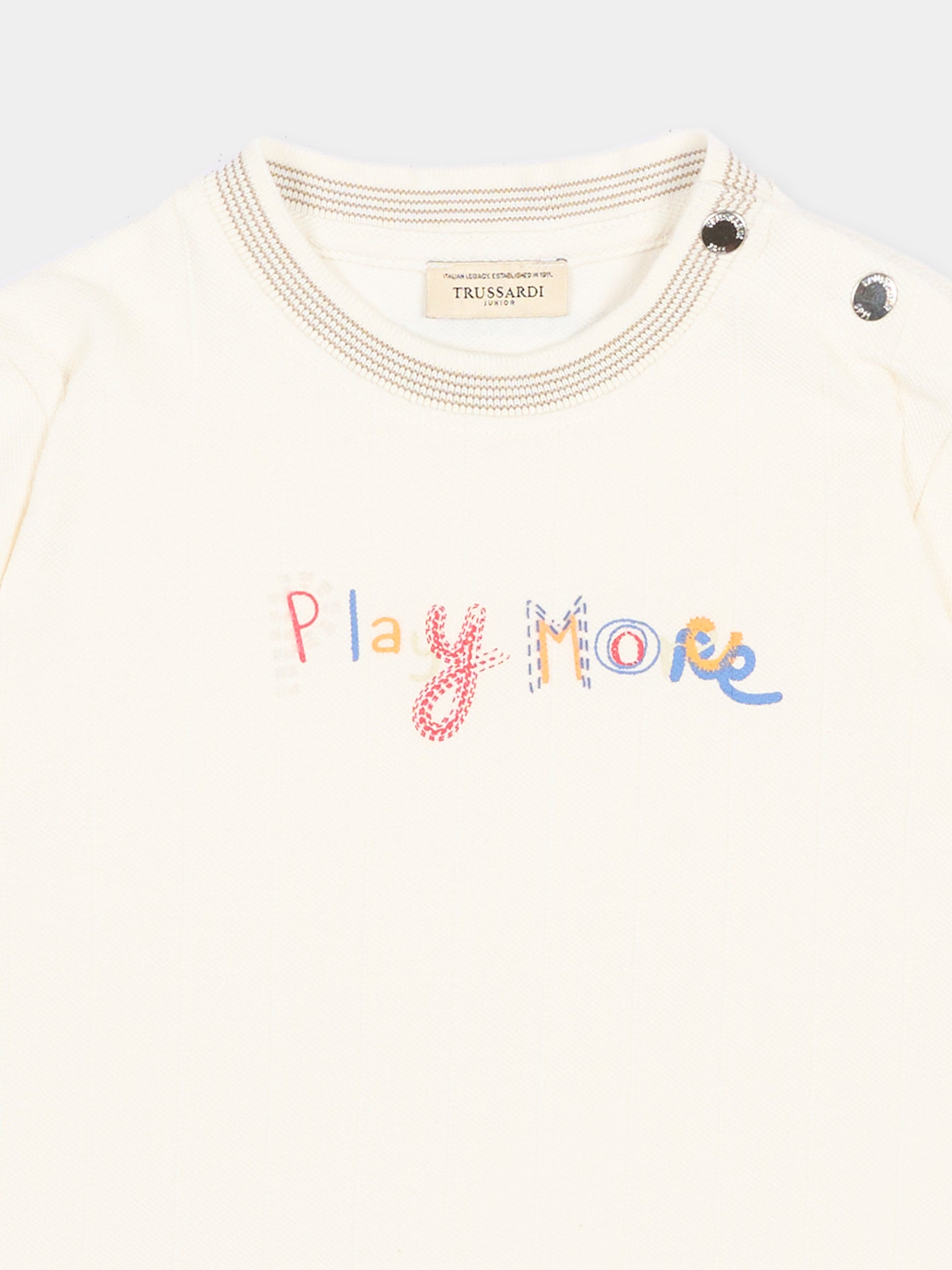 T-Shirt avorio per neonato con ricamo,Trussardi Junior,TIP26083TS OFF-WHITE