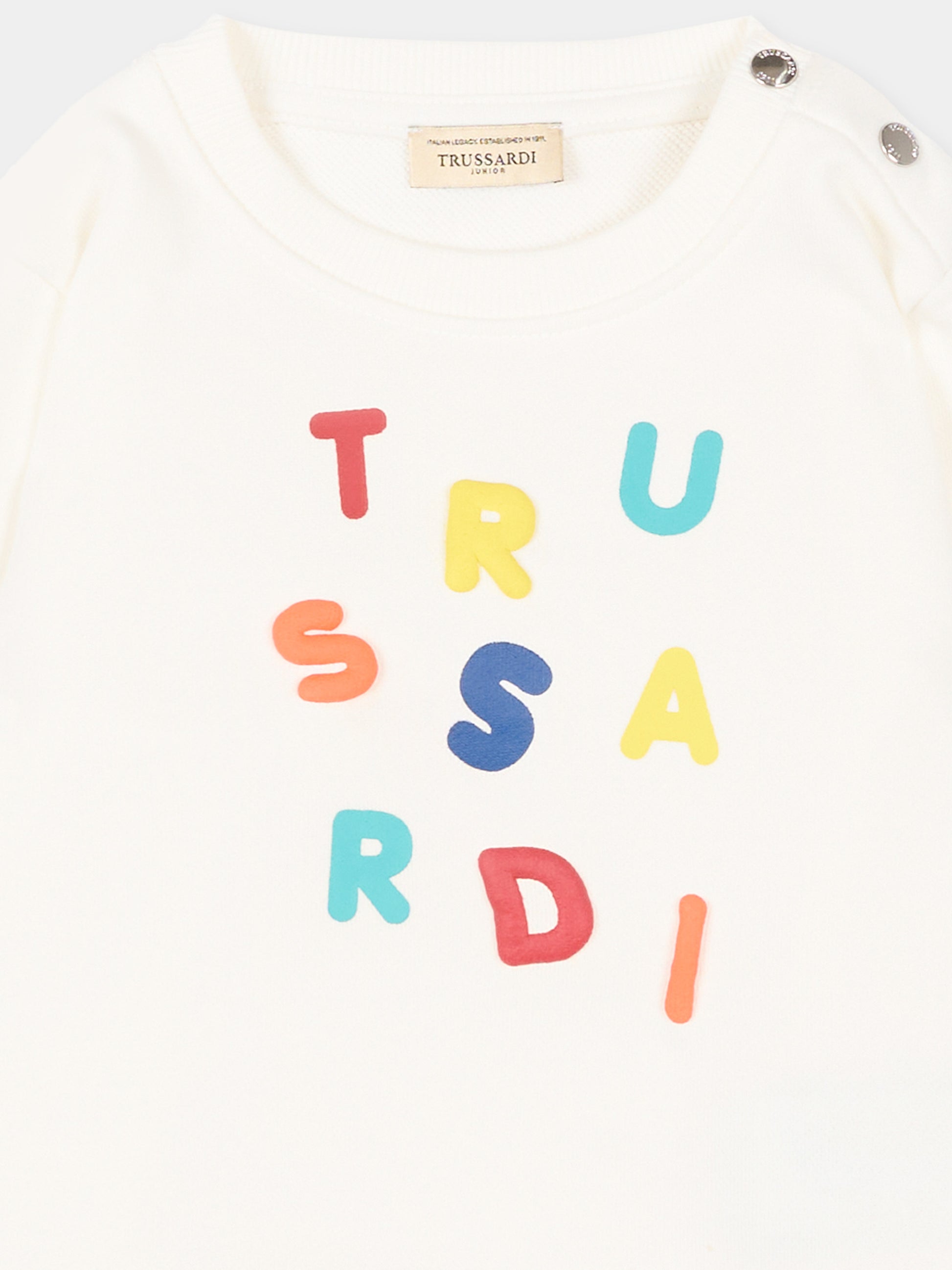 Felpa avorio per neonato con logo,Trussardi Junior,TIP26084FE OFF-WHITE
