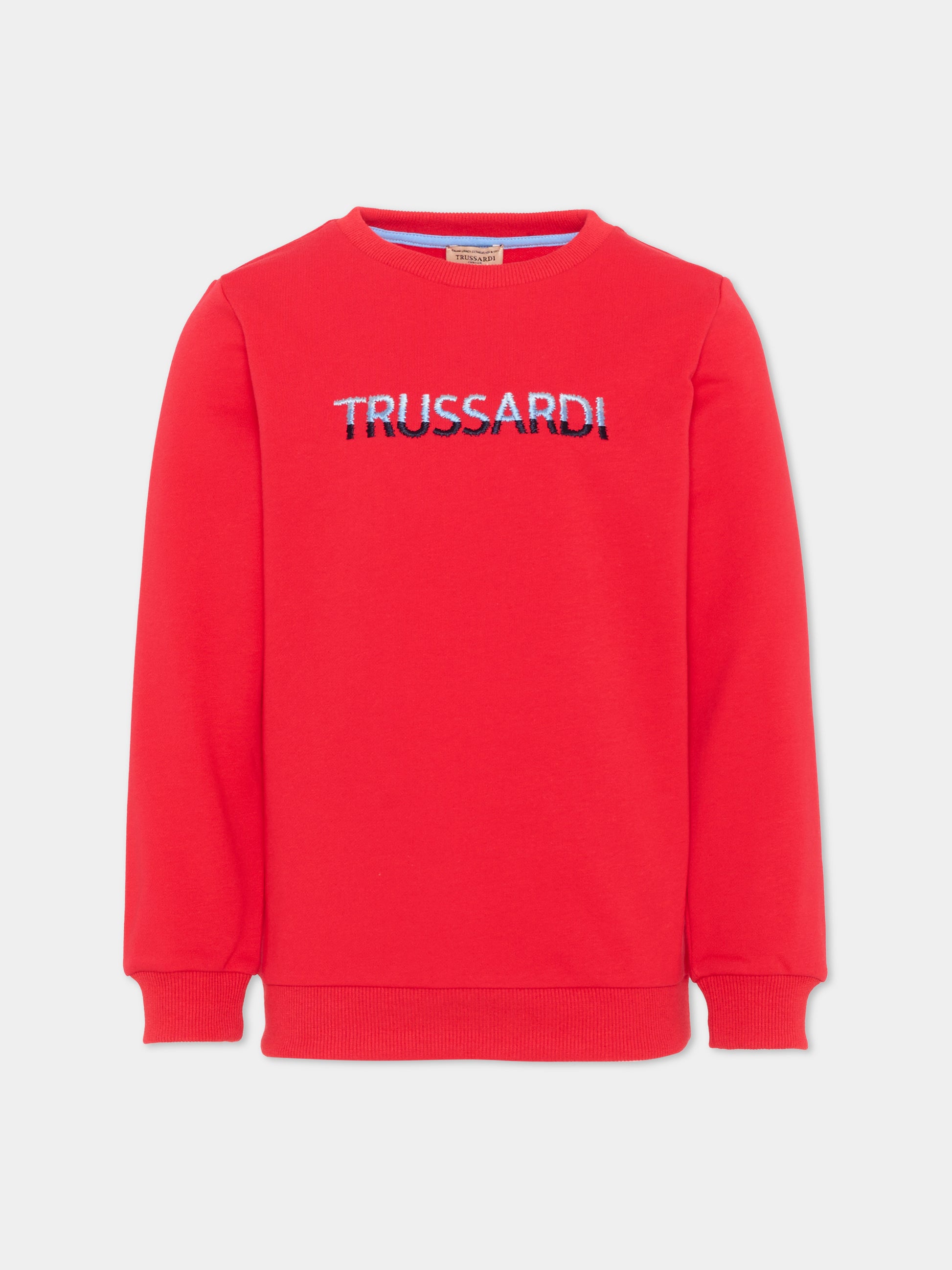 Felpa rossa per bambino con logo,Trussardi Junior,TIP26091FE RED LYCHEE