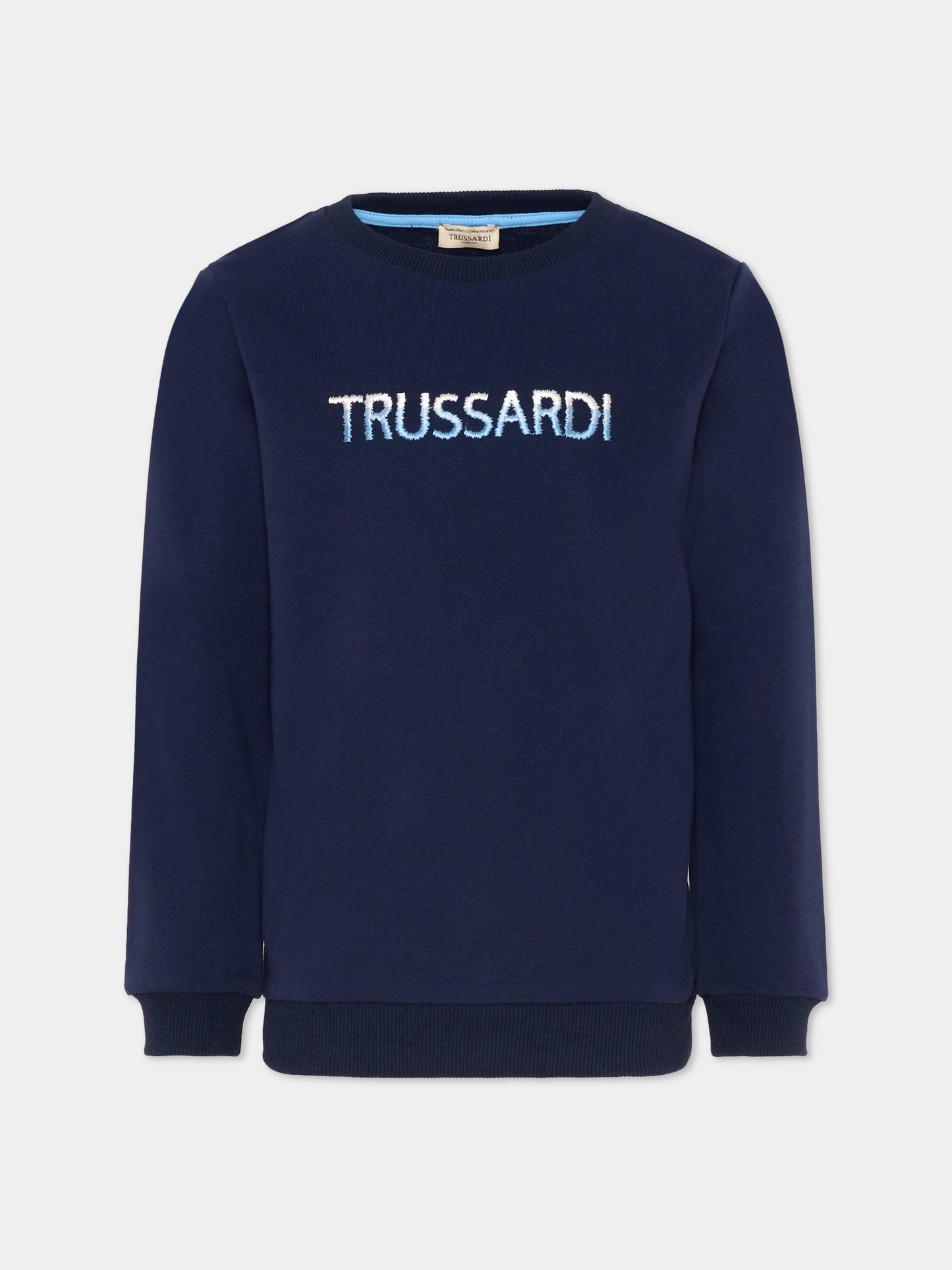 Felpa blu per bambino con logo,Trussardi Junior,TIP26091FE BLUE ESTATE