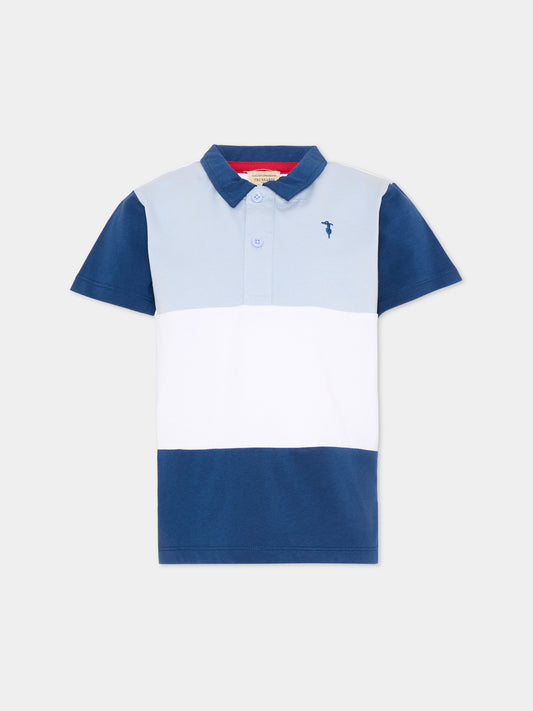 Polo multicolor per bambino con levriero,Trussardi Junior,TIP26095PO WHITE