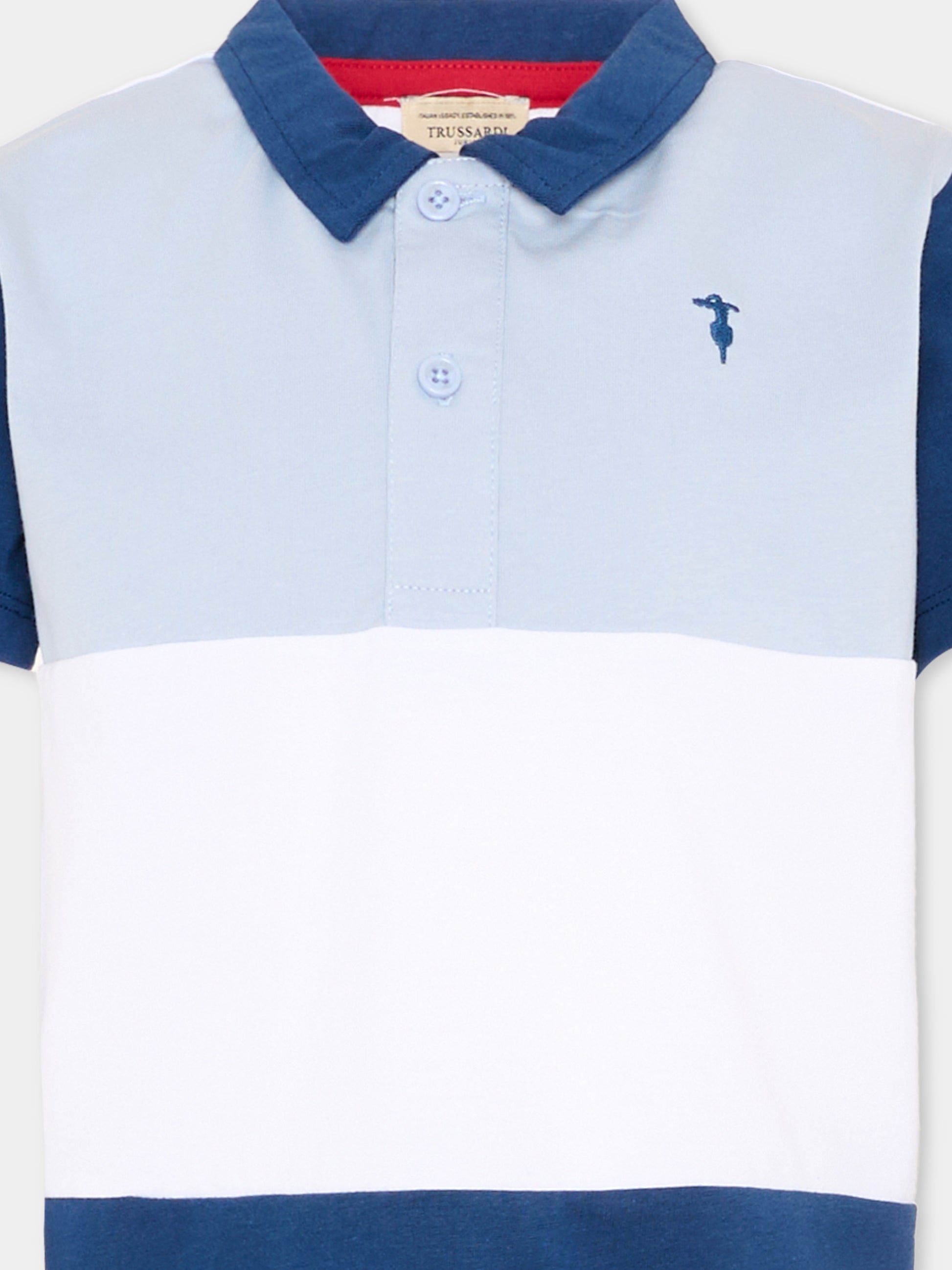 Polo multicolor per bambino con levriero,Trussardi Junior,TIP26095PO WHITE