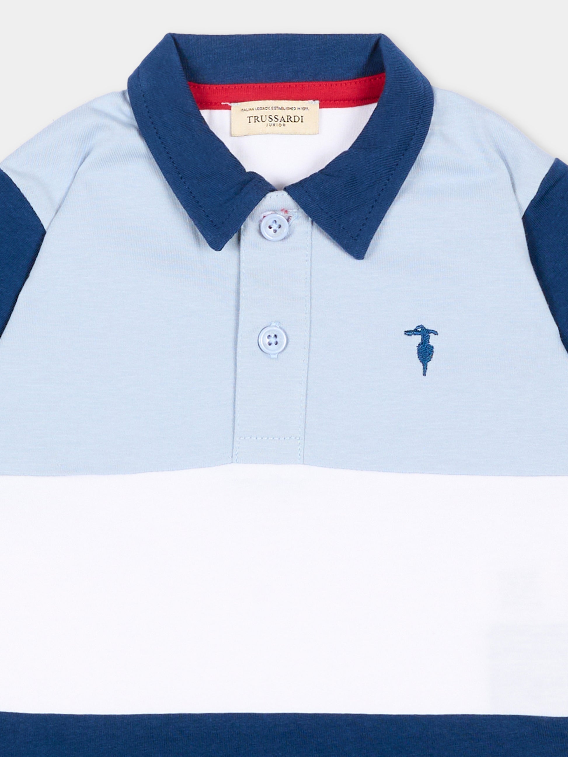 Polo multicolor per neonato con levriero,Trussardi Junior,TIP26095PO WHITE