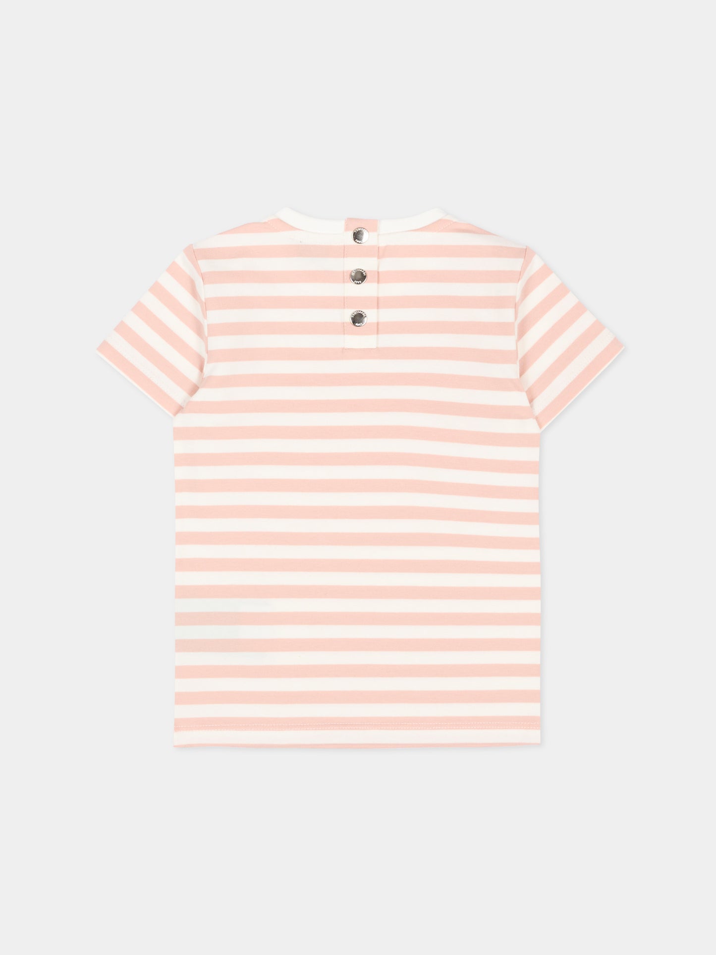 T-Shirt rosa per neonata a righe con logo,Trussardi Junior,TIP26121TS PINK SCALLOP SHELL