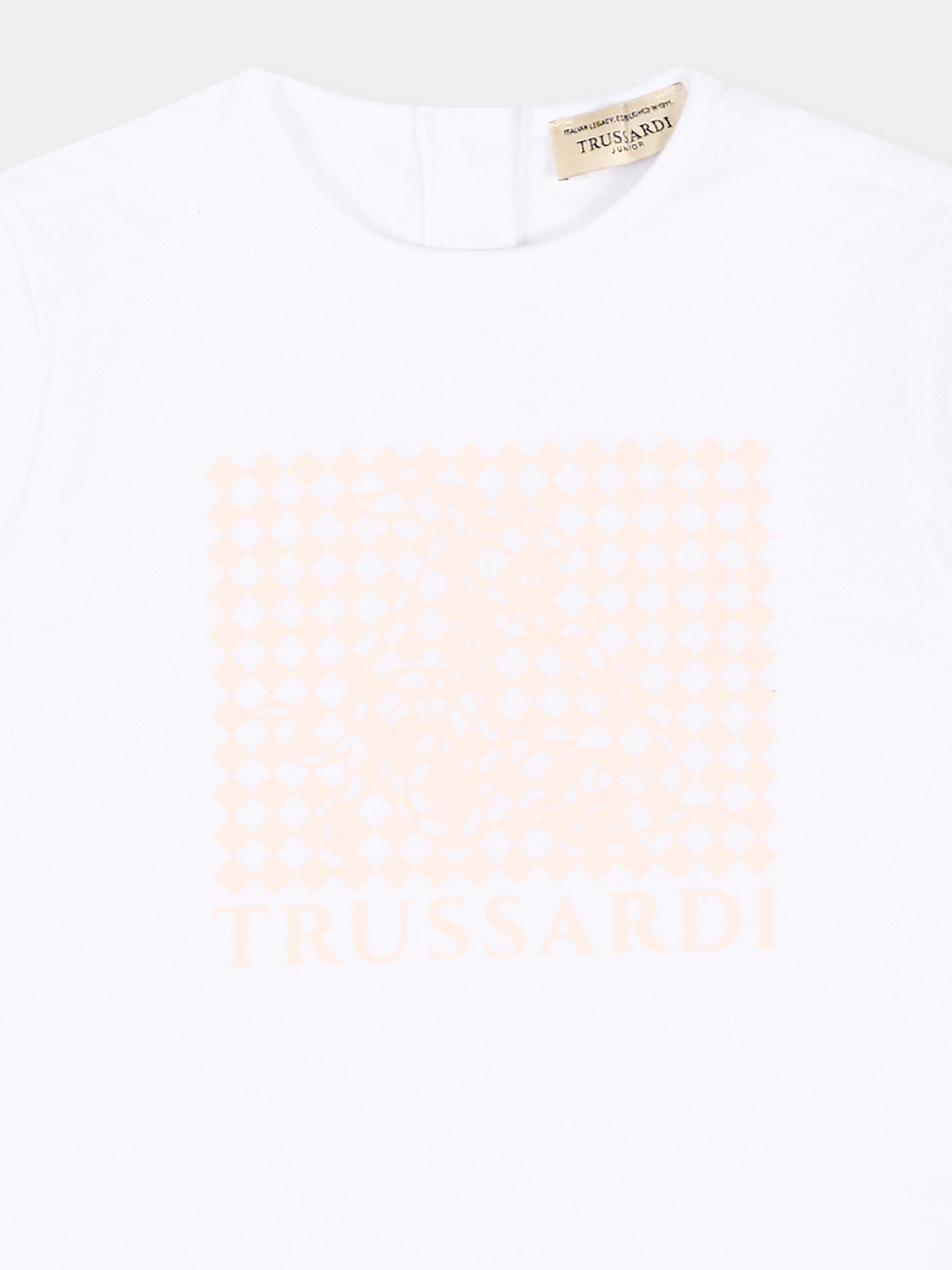 T-shirt bianca per neonata con logo,Trussardi Junior,TIP26134TS WHITE