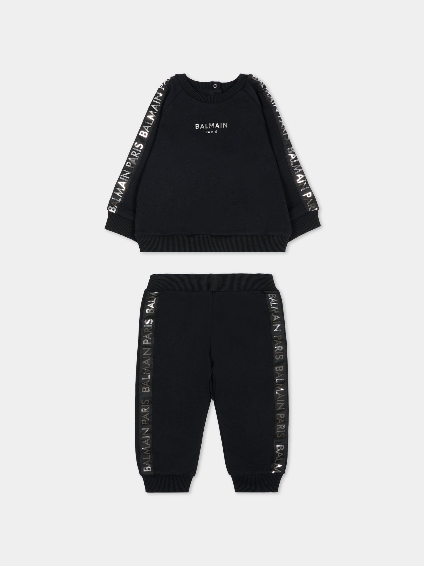 Completo nero per neonato con logo,Balmain Kids,BU3570 Z1753 930AG