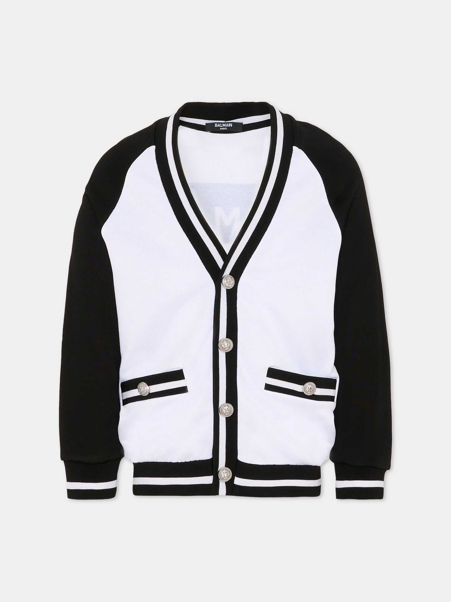 Cardigan bianco per bambino con logo,Balmain Kids,BU4A40 Z1869 100NE