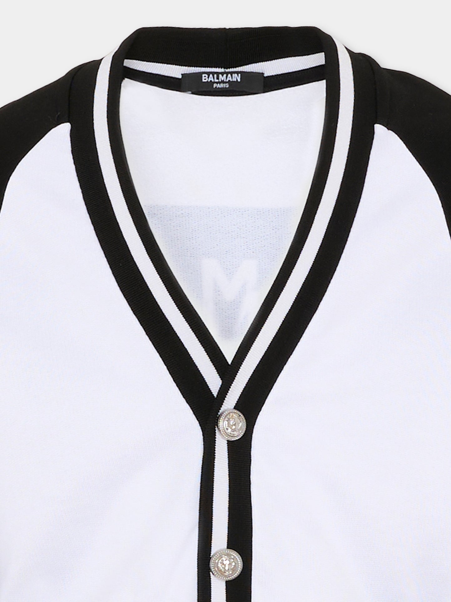 Cardigan bianco per bambino con logo,Balmain Kids,BU4A40 Z1869 100NE