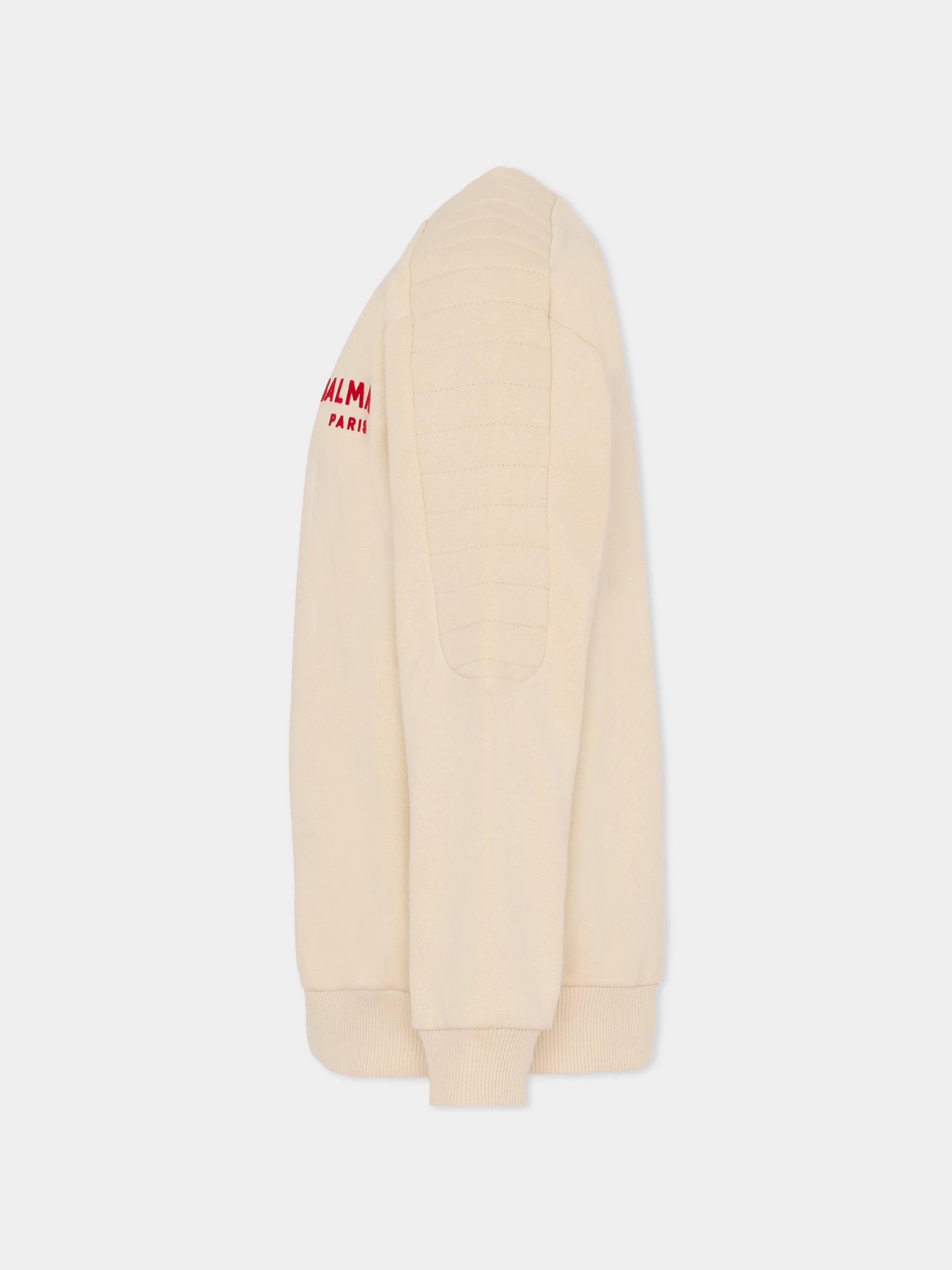 Felpa beige per bambini con logo,Balmain Kids,BU4P10 Z1753 106RO