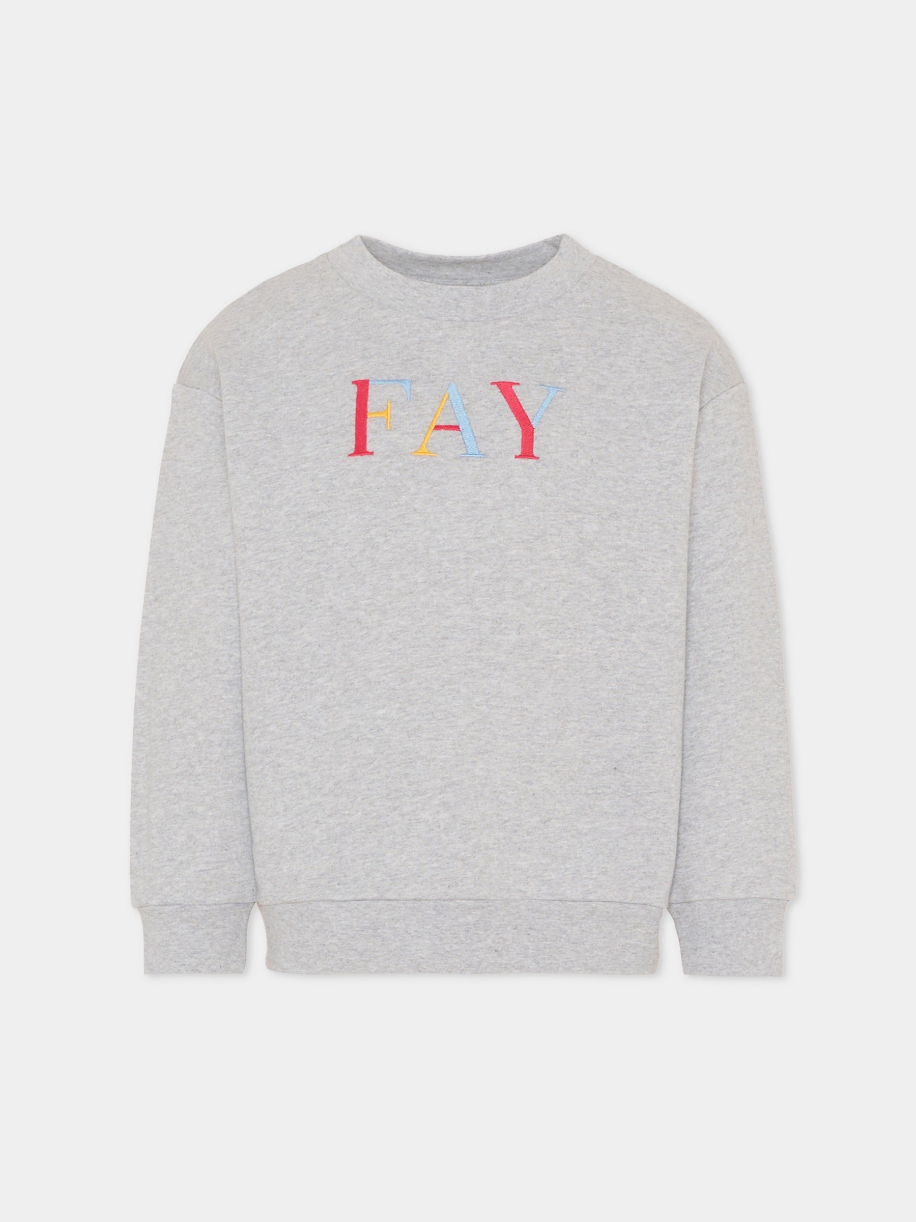 Felpa grigia per bambino con logo,Fay Kids,FU4P40 Z1178 800