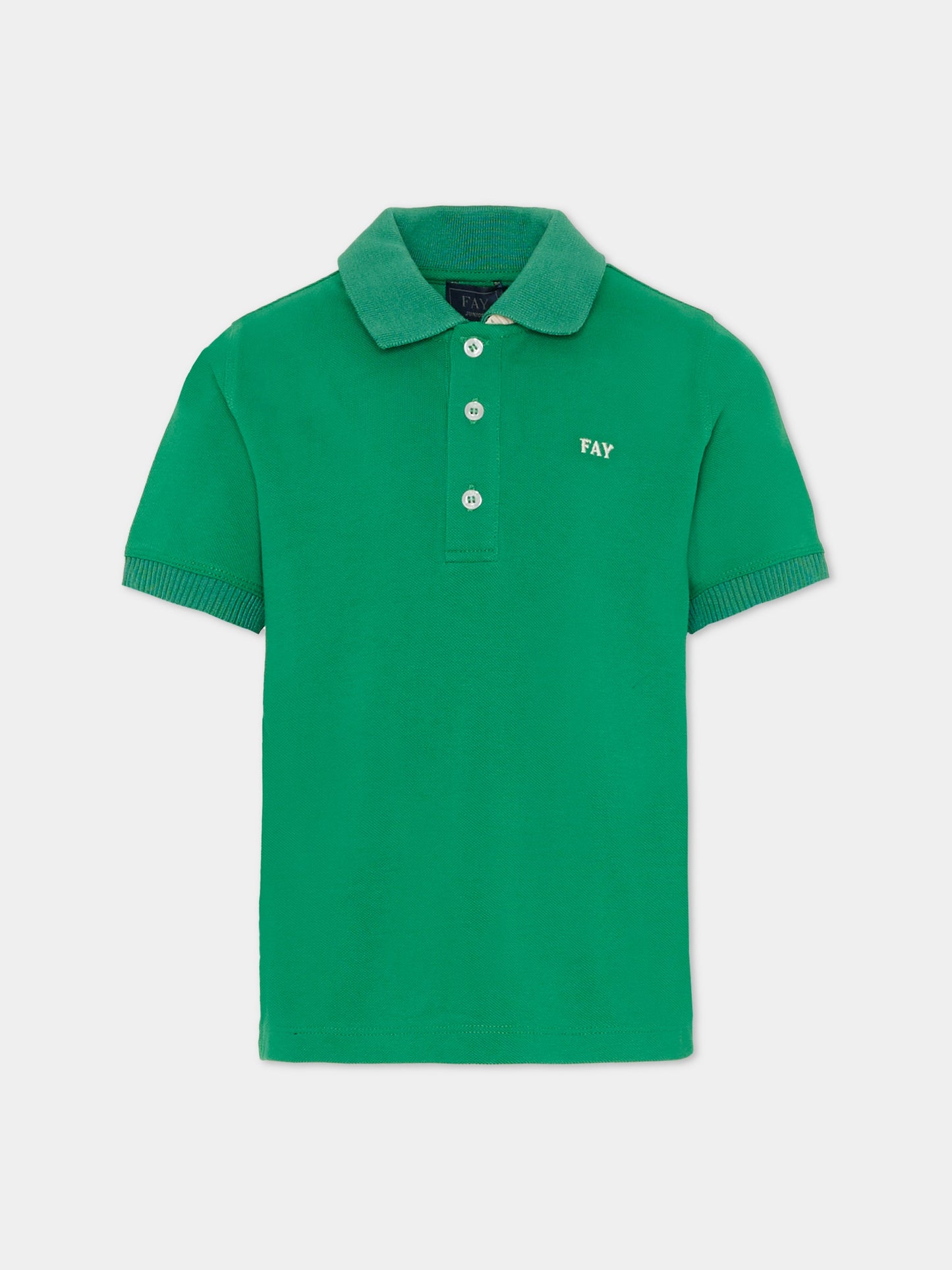 Polo verde per bambino con logo,Fay Kids,FU8P61 Z1834 715
