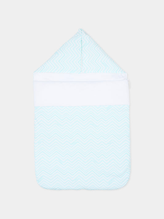 Sacco nanna bianco per neonati con logo verde acqua,Missoni,MU0500 J0394 100CE