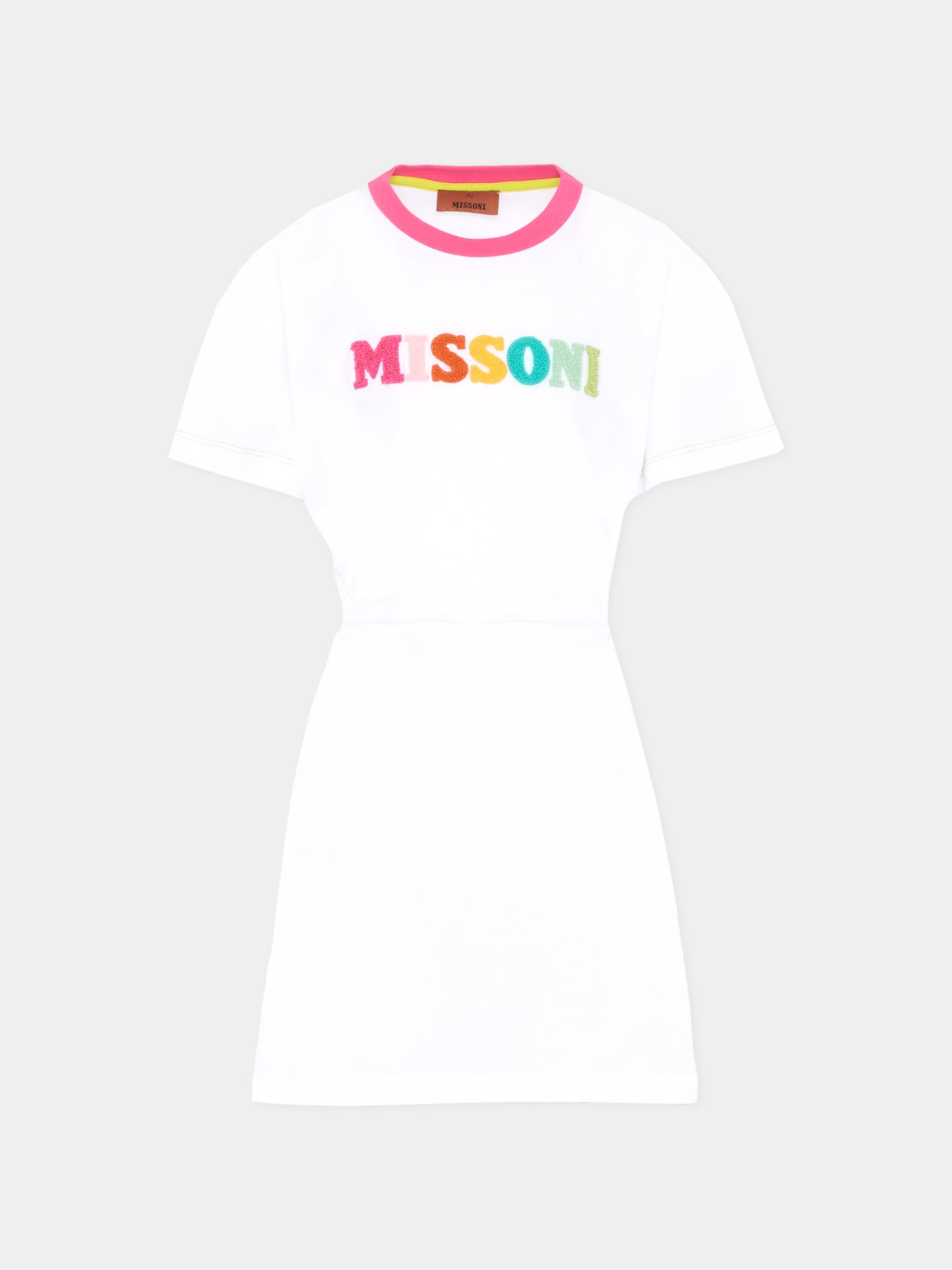 Vestito bianco per bambina con logo,Missoni,MU1A51 Z0082 100