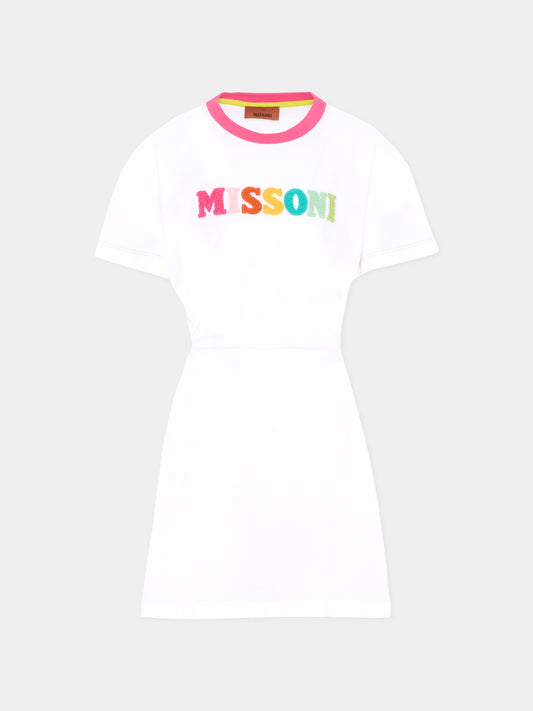 Vestito bianco per bambina con logo,Missoni,MU1A51 Z0082 100
