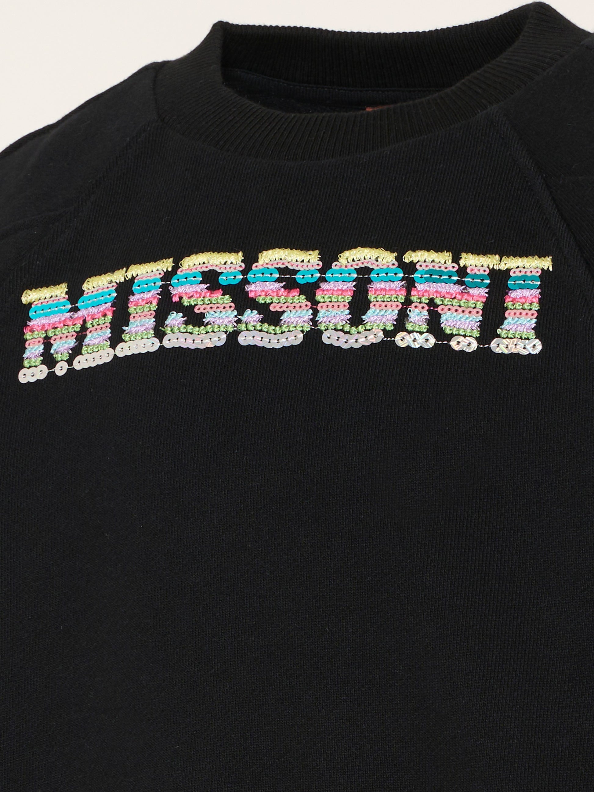 Felpa nera per bambina con logo multicolor,Missoni,MU4A30 F0061 930