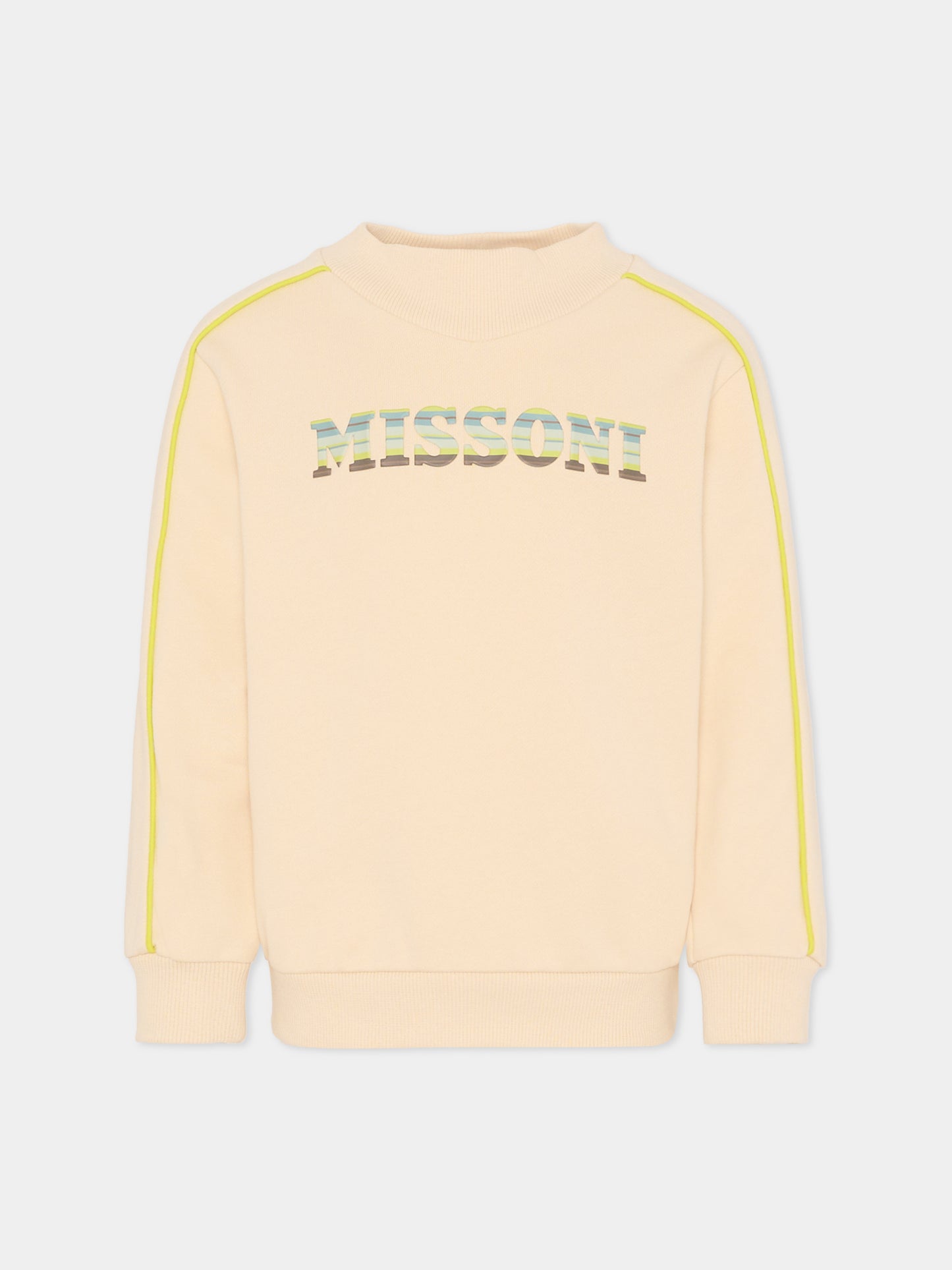 Felpa beige per bambini con logo,Missoni,MU4P20 Z0081 165VE