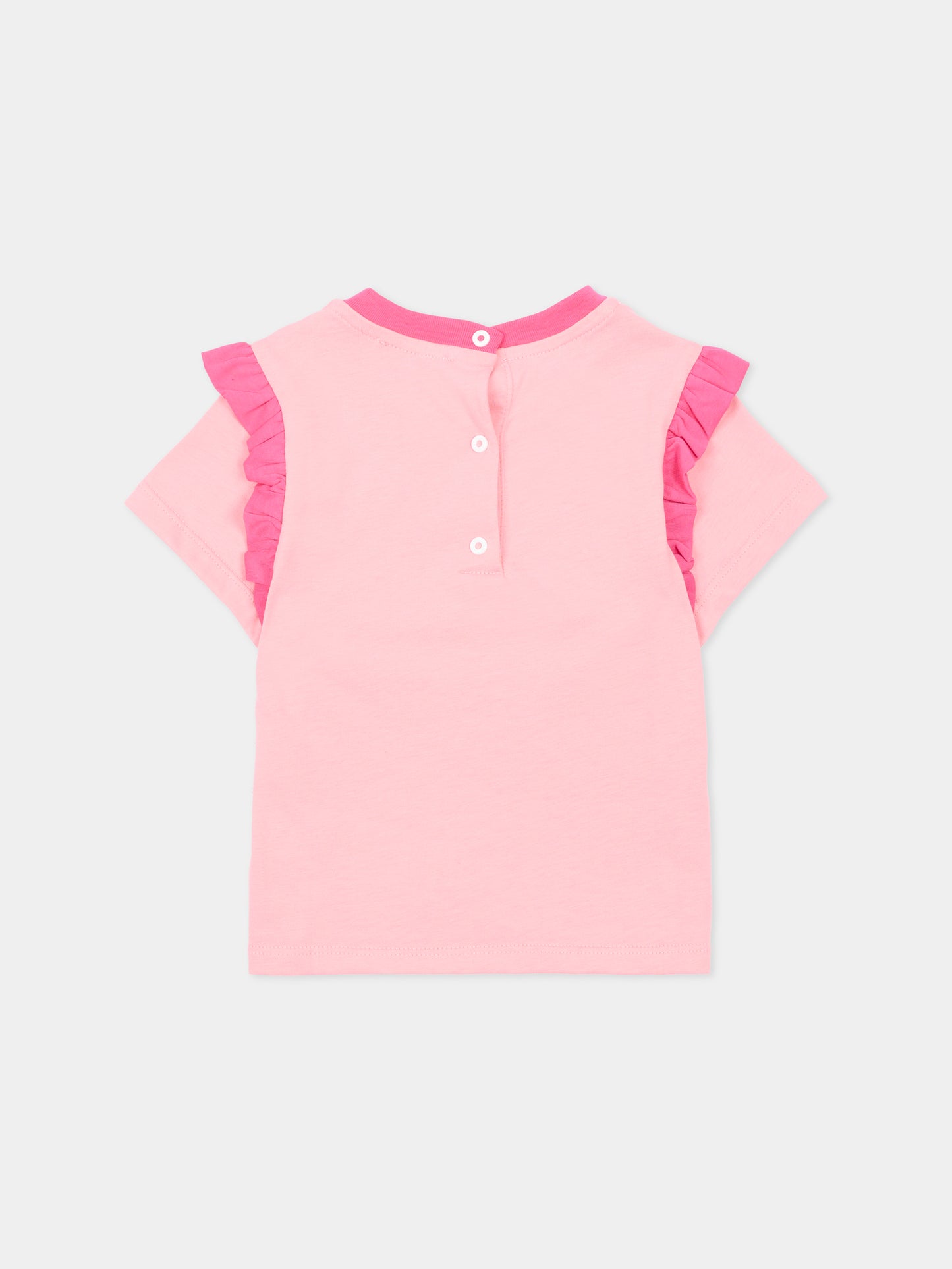 T-shirt rosa per neonata con logo,Missoni,MU8031 Z0082 509