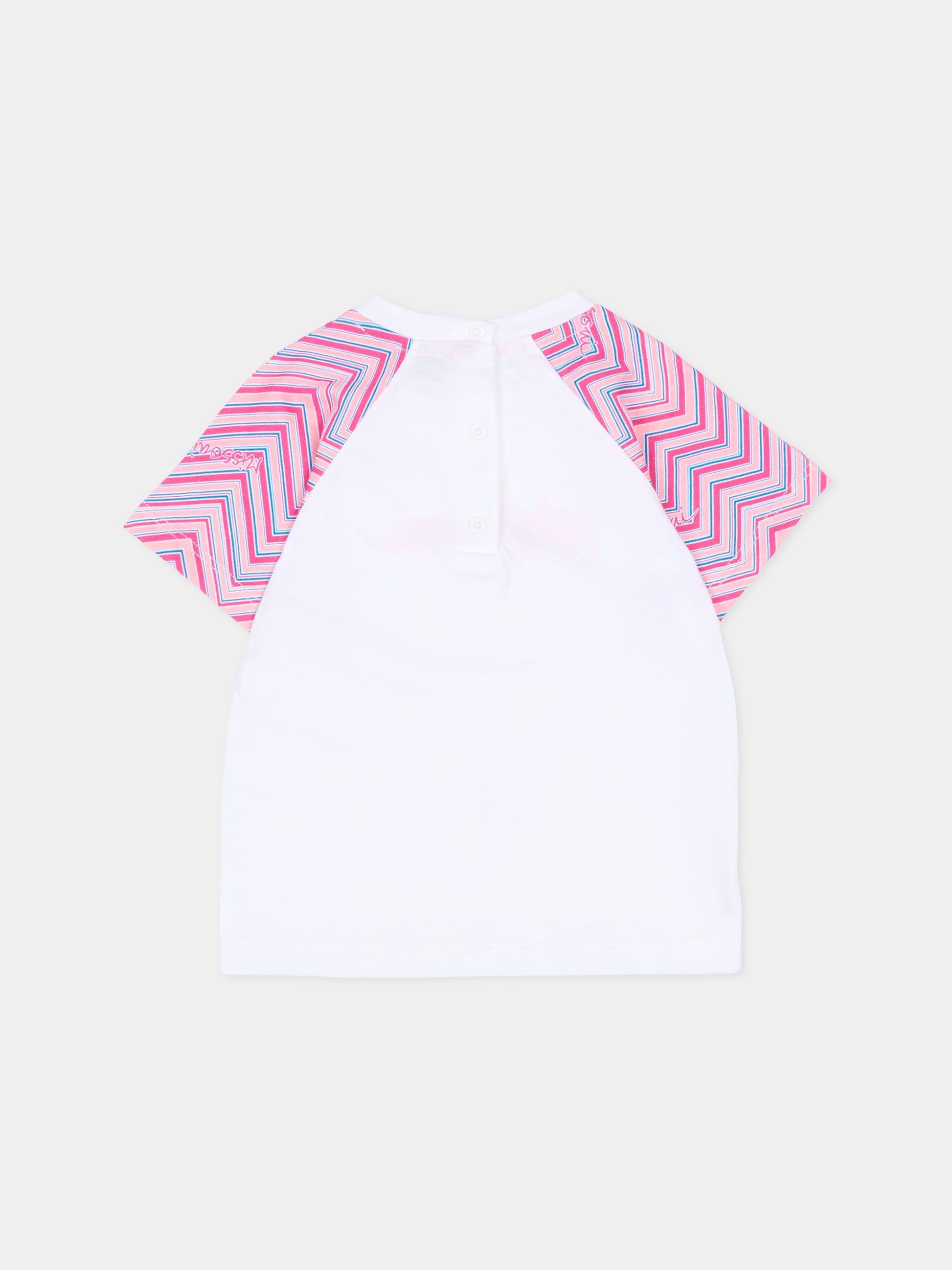 T-shirt bianca per neonata con logo,Missoni,MU8041 Z0082 100FU