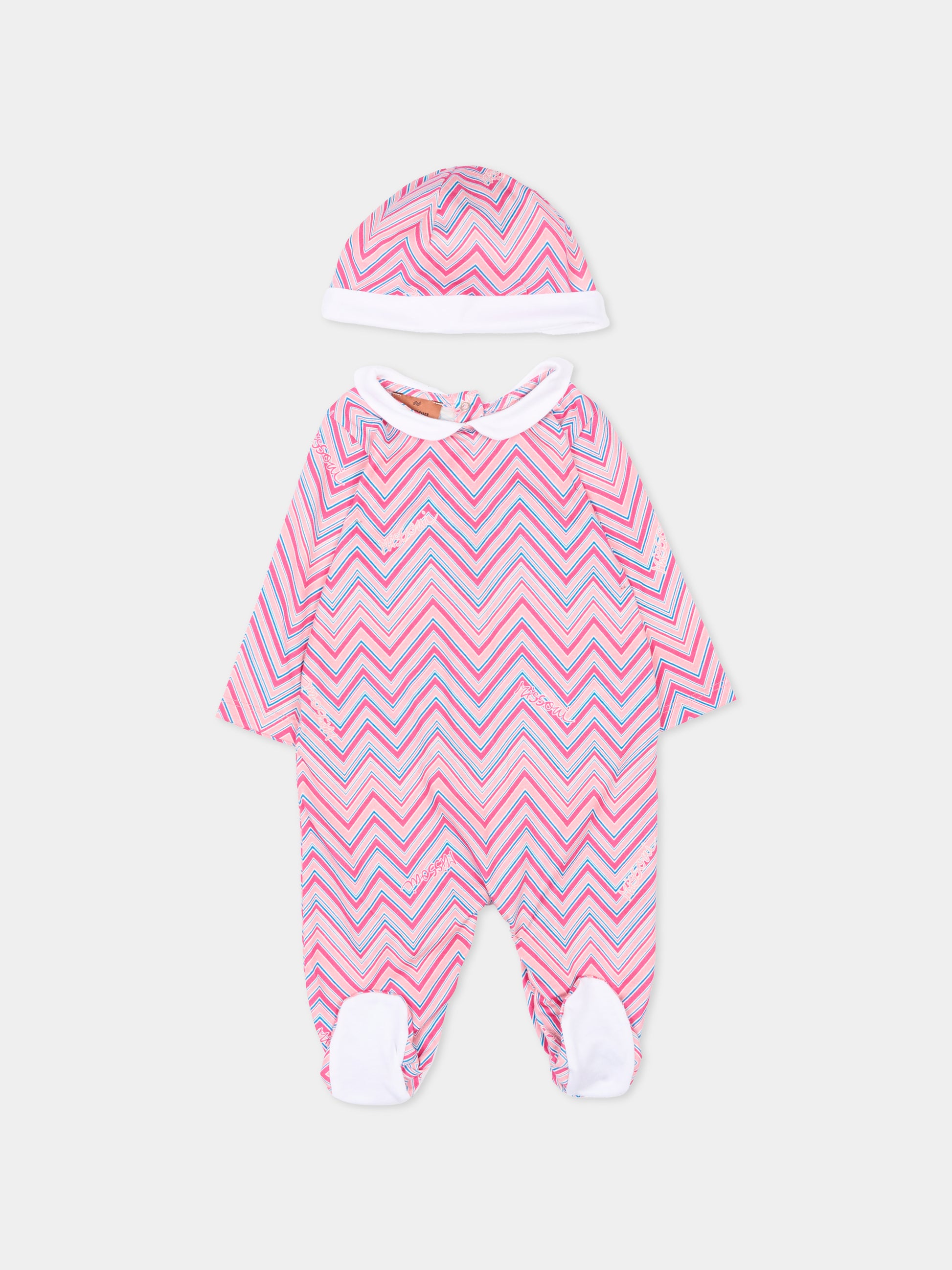 Completo rosa per neonata con motivo chevron,Missoni,MUB510 Z1904 513MC