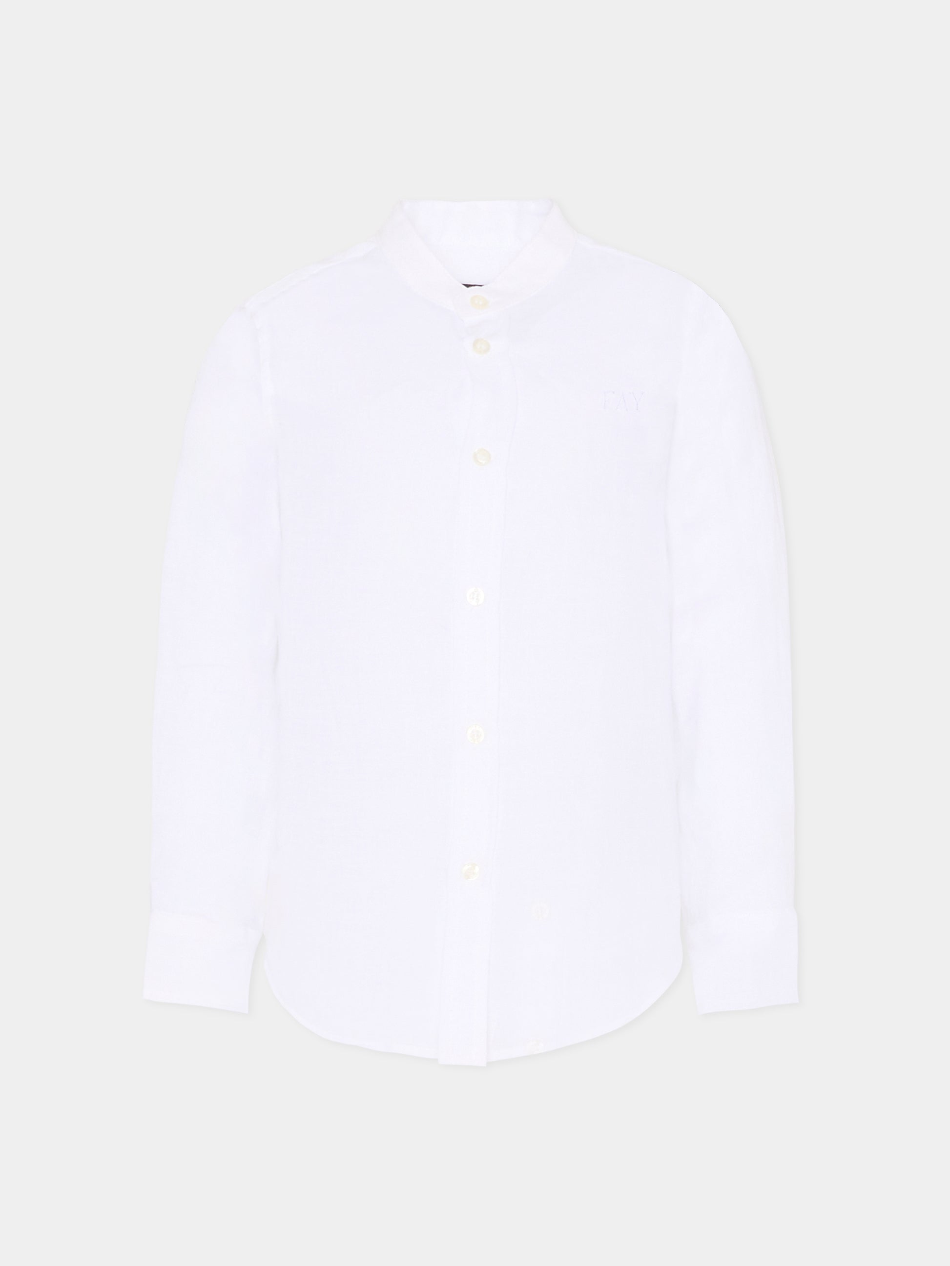Camicia bianca per bambino con logo bianco ricamato,Fay Kids,FS5P90 I0068 100