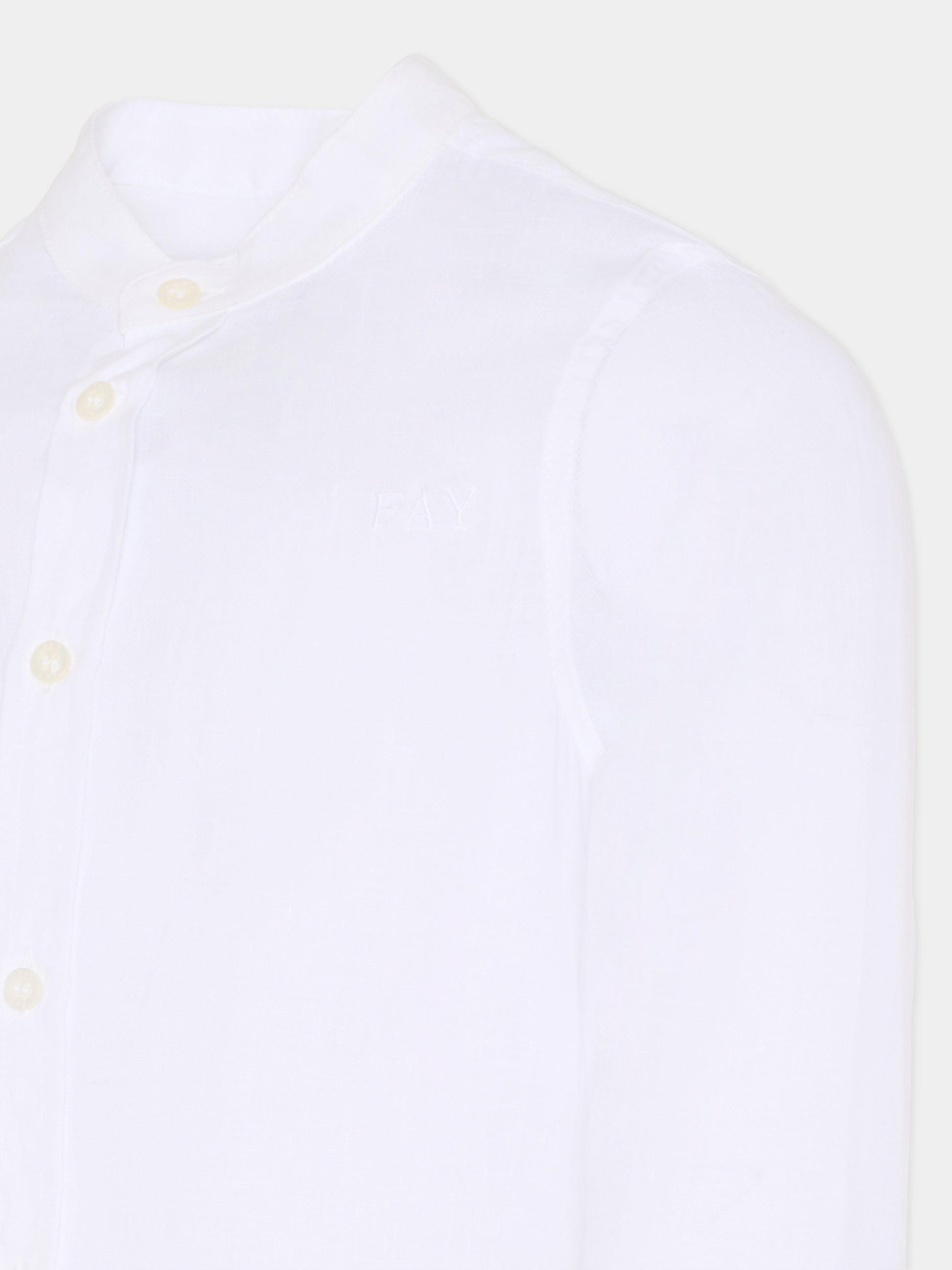 Camicia bianca per bambino con logo bianco ricamato,Fay Kids,FS5P90 I0068 100