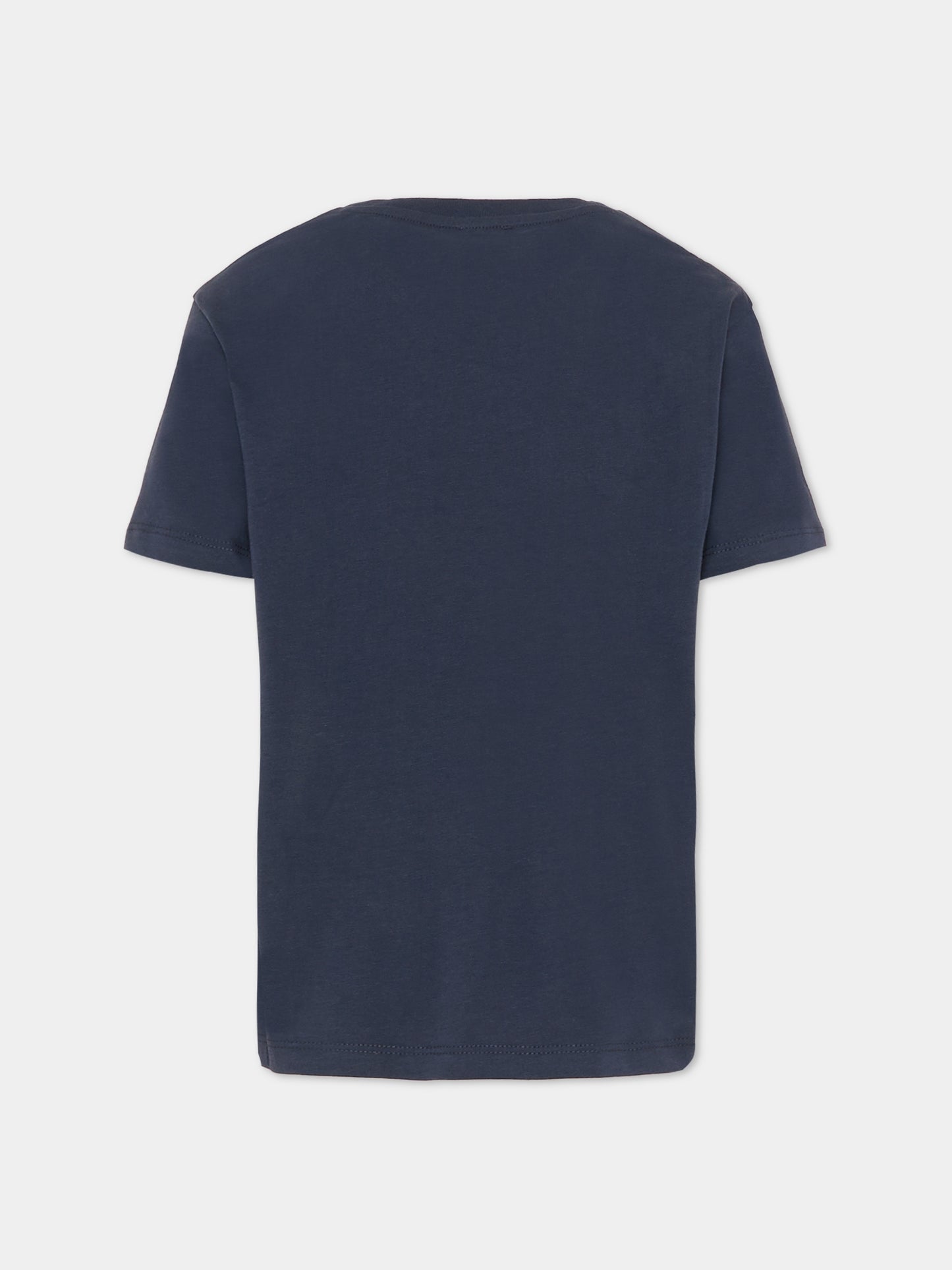 T-shirt blu per bambino con logo,Fay Kids,FV8P00 Z0761 102BL