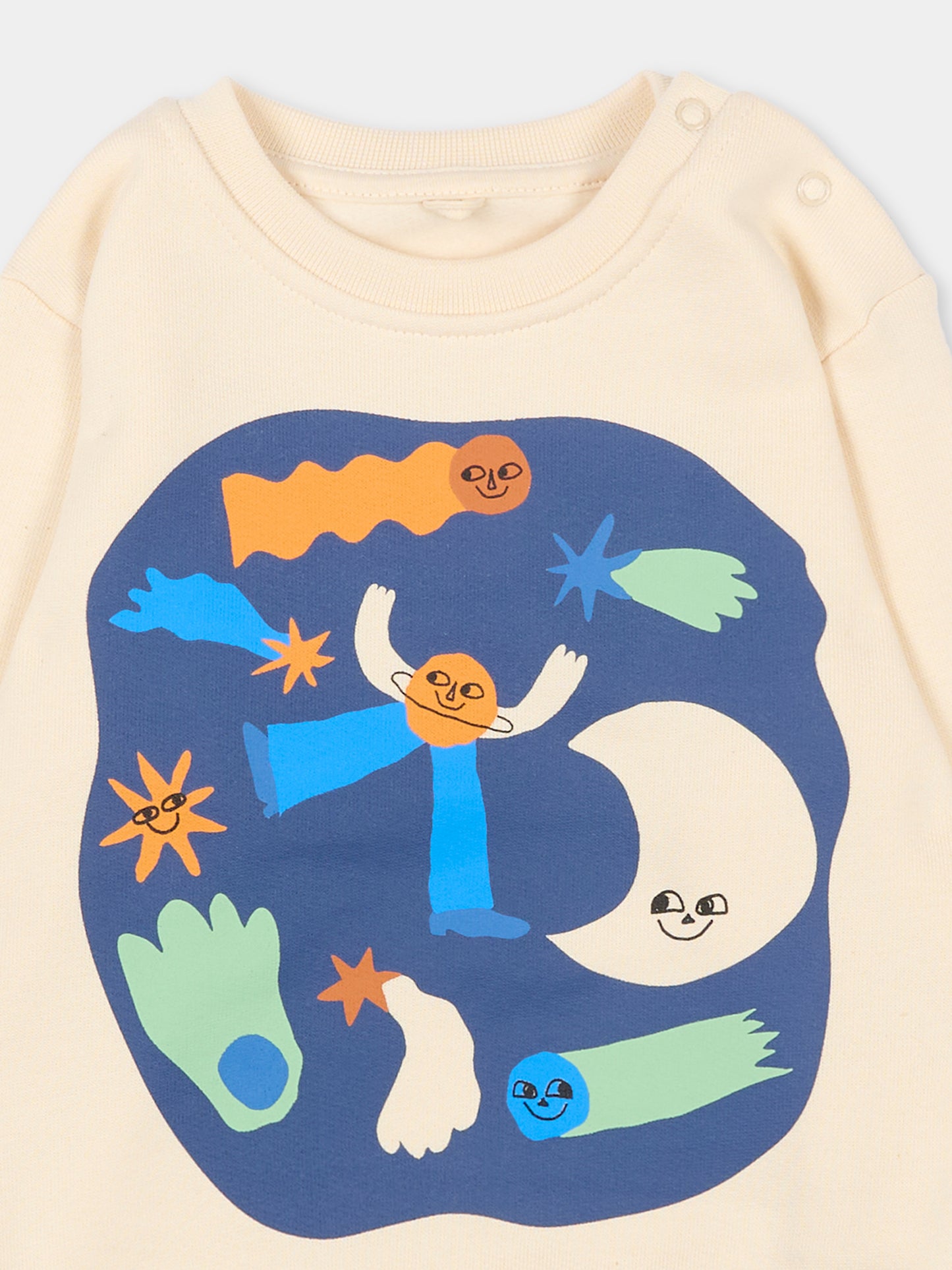 Felpa beige per neonato con stampa spazio,Stella Mccartney Kids,TV4510 Z0453 168