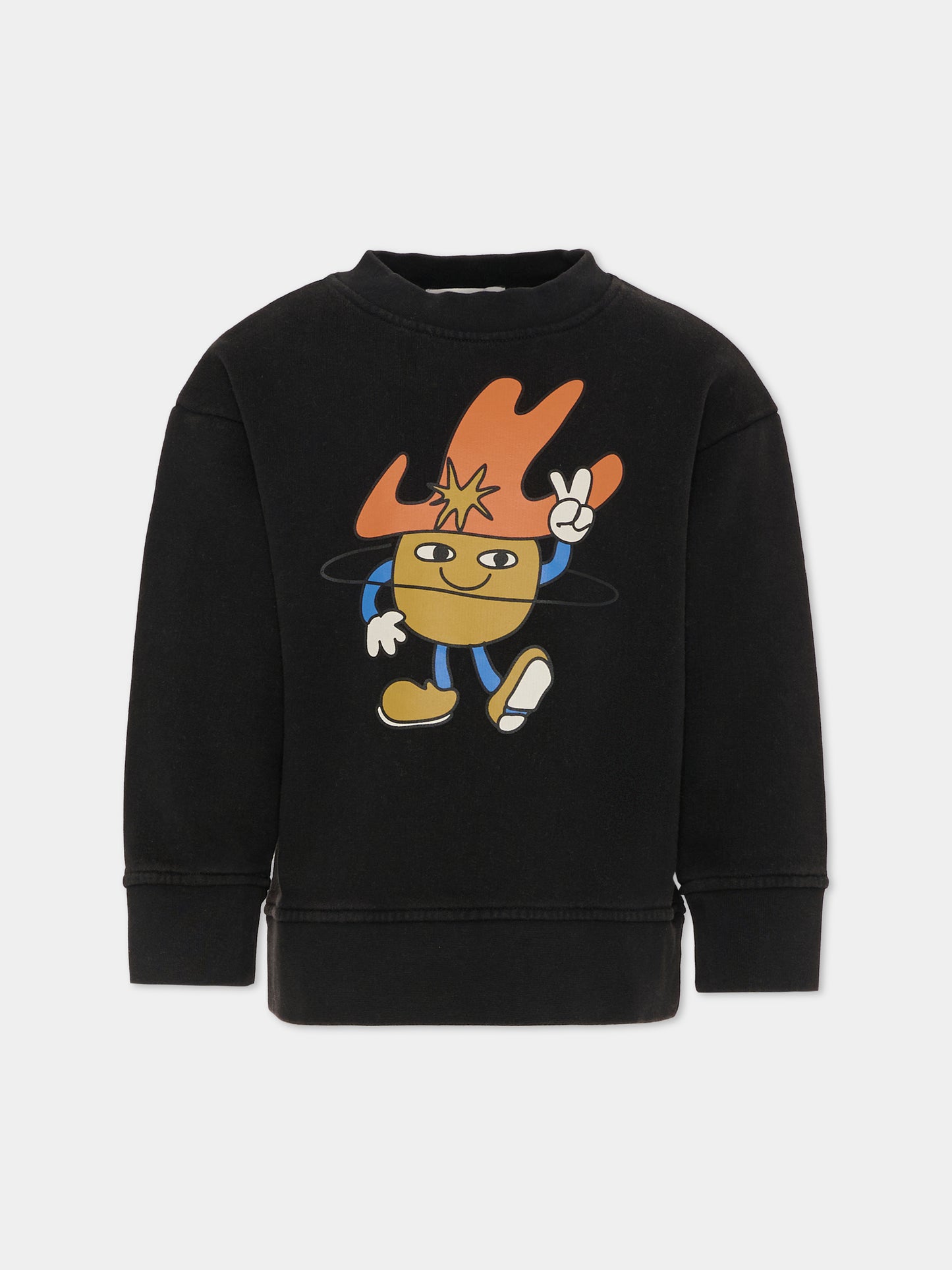 Felpa nera per bambino con cowboy,Stella Mccartney Kids,TV4Q40 Z0453 930