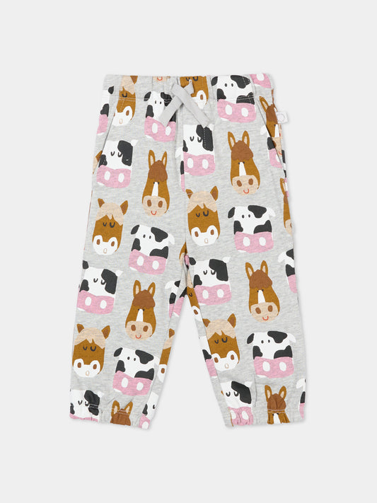 Pantaloni grigi per neonato con stampa animali,Stella Mccartney Kids,TV6590 Z2237 807MC