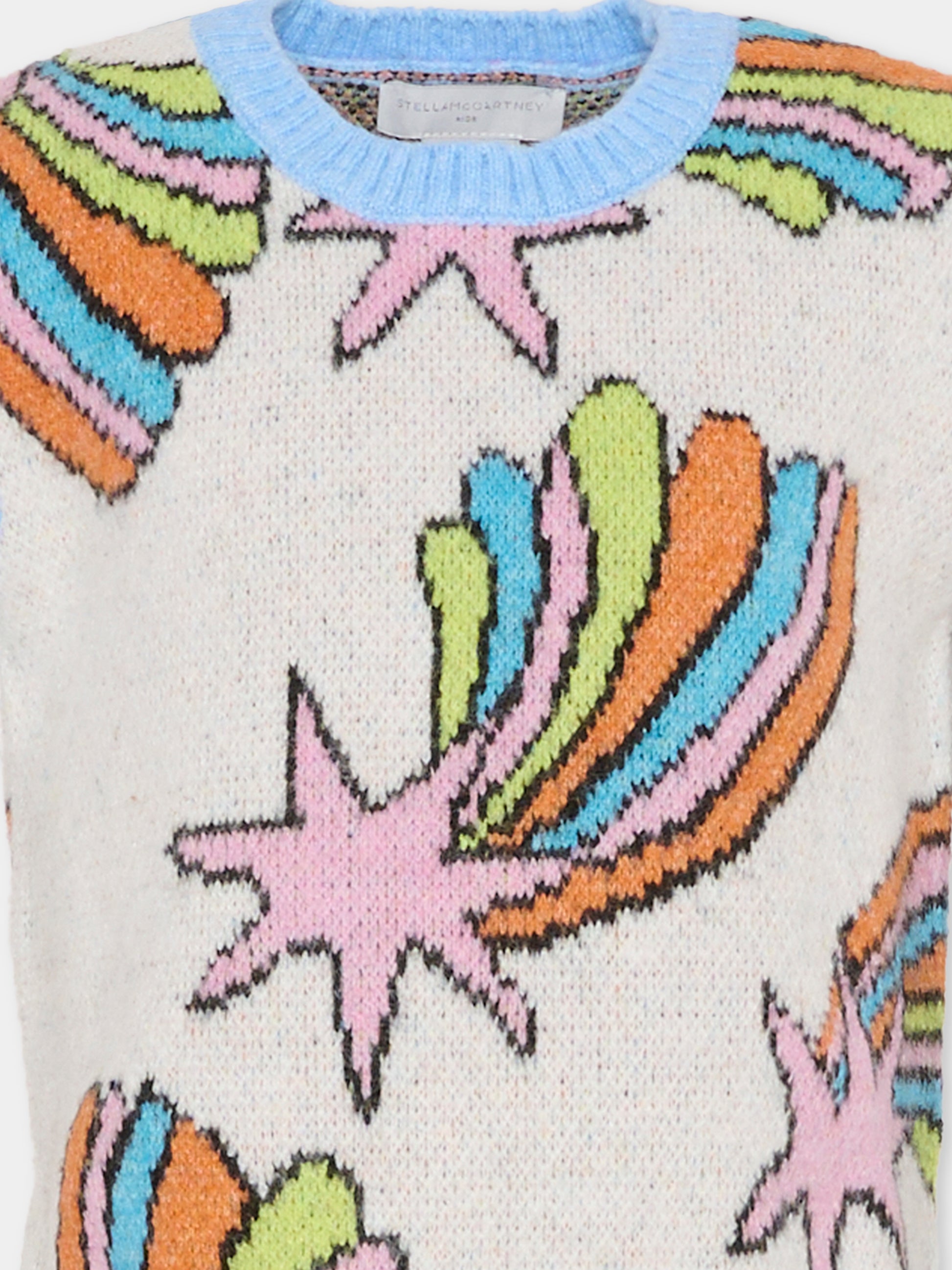 Maglia gilet multicolor per bambina con stella cadante,Stella Mccartney Kids,TV9B92 Z2292 999