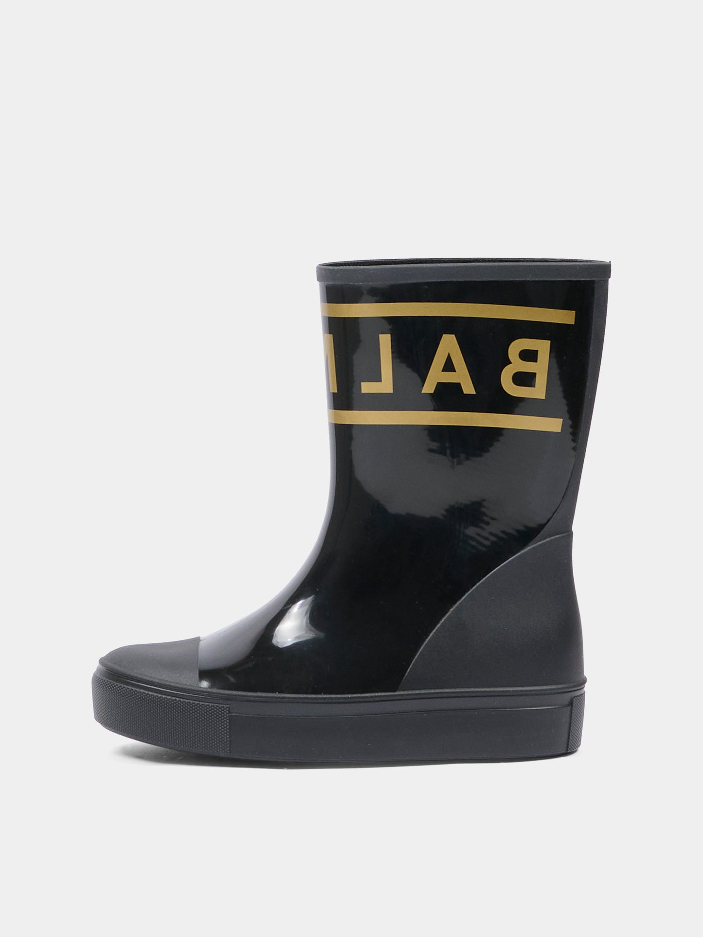 Stivali pioggia neri per bambina con logo,Balmain Kids,BT0S26 Z1831 930OR