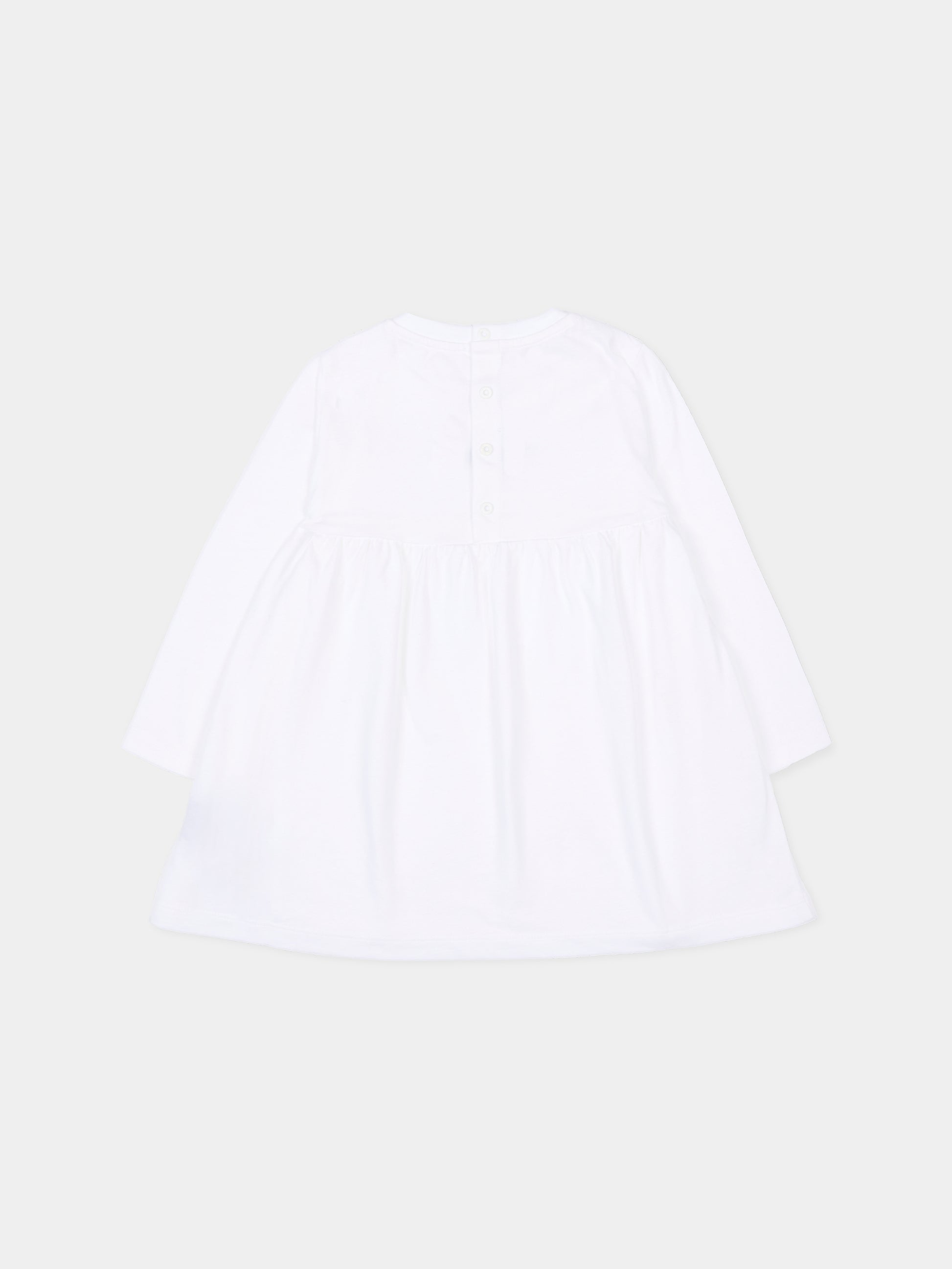 Vestito bianco per neonata con logo,Balmain Kids,BT1010 Z0057 100