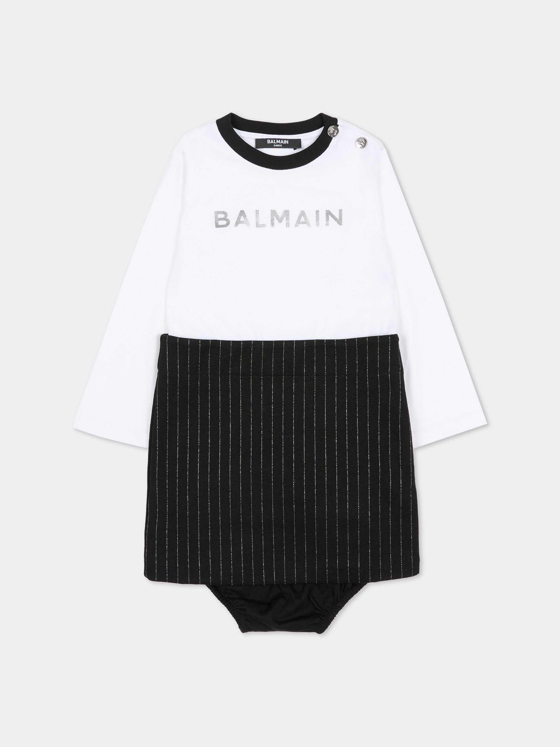 Vestito nero per neonata con logo,Balmain Kids,BT1020 Z1537 930BC