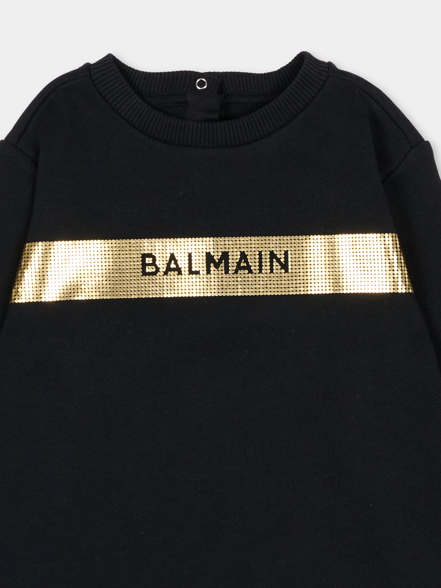 Felpa nera per neonati con logo,Balmain Kids,BT4620 Z0081 930OR