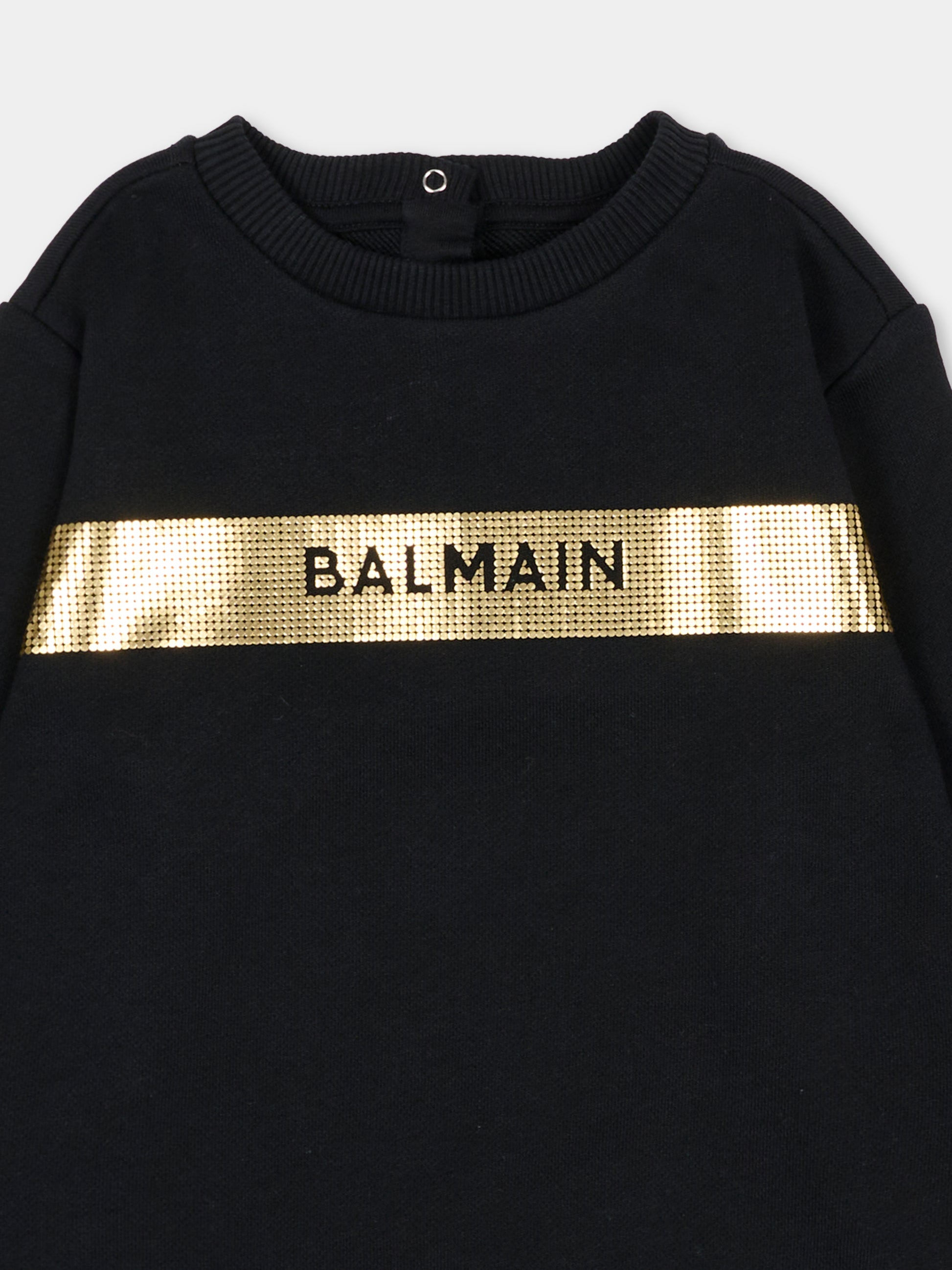 Felpa nera per neonati con logo,Balmain Kids,BT4620 Z0081 930OR