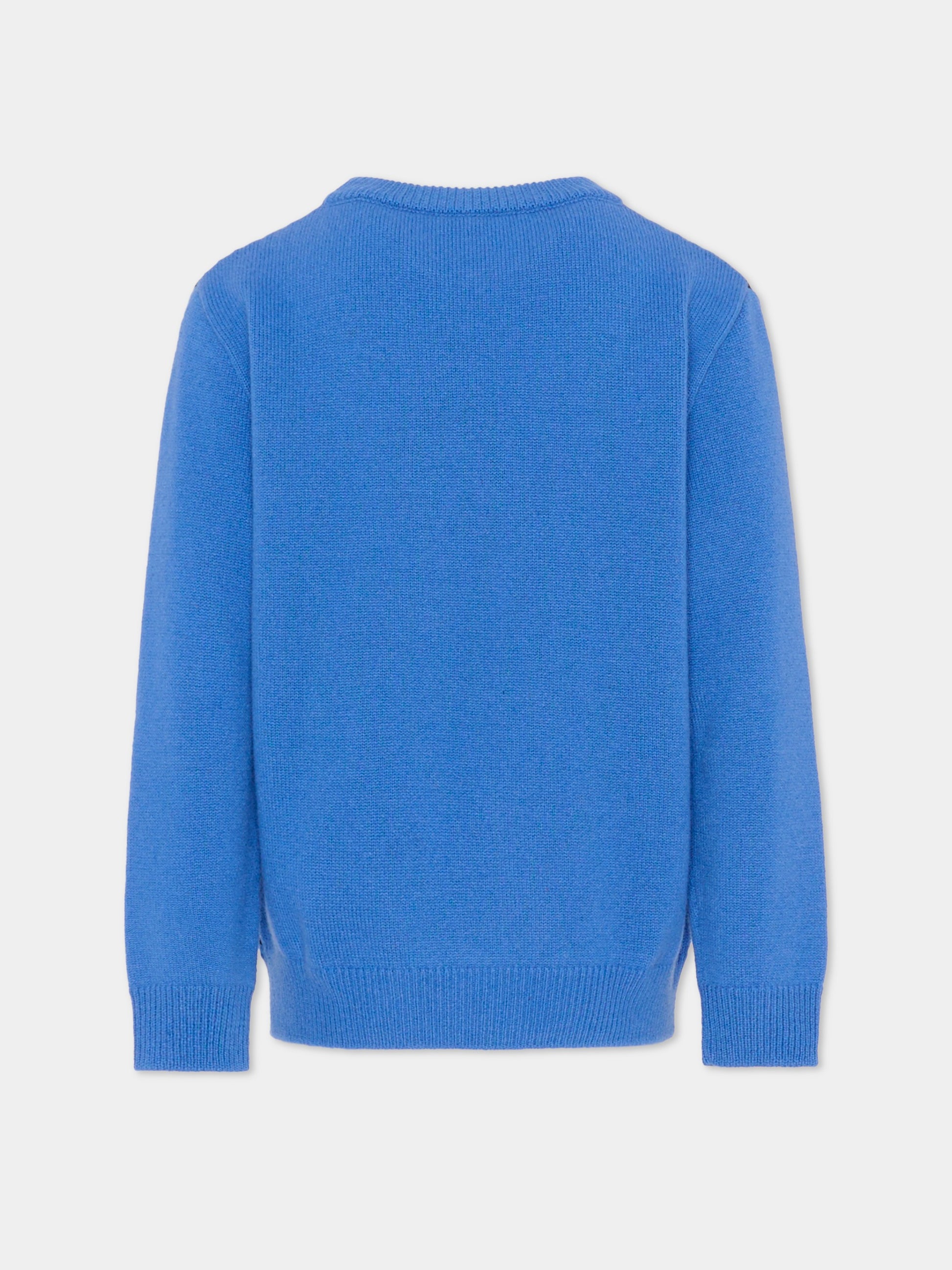 Maglione blu per bambino con logo,Fay Kids,FT9P80 W0023 612BL