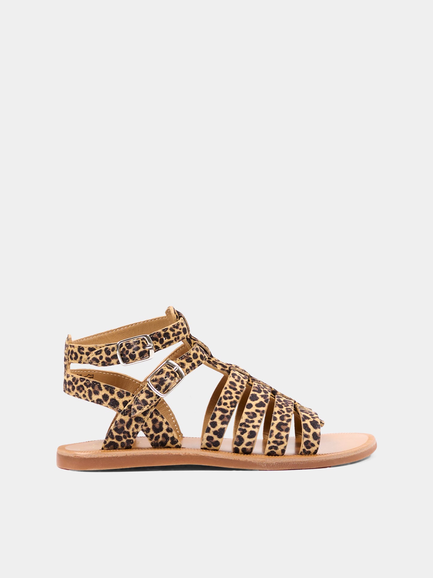 Sandali marroni Plagette Gladiator per bambina animalier,Pom D'api,U 1 FF MN04 R1 SAHARA