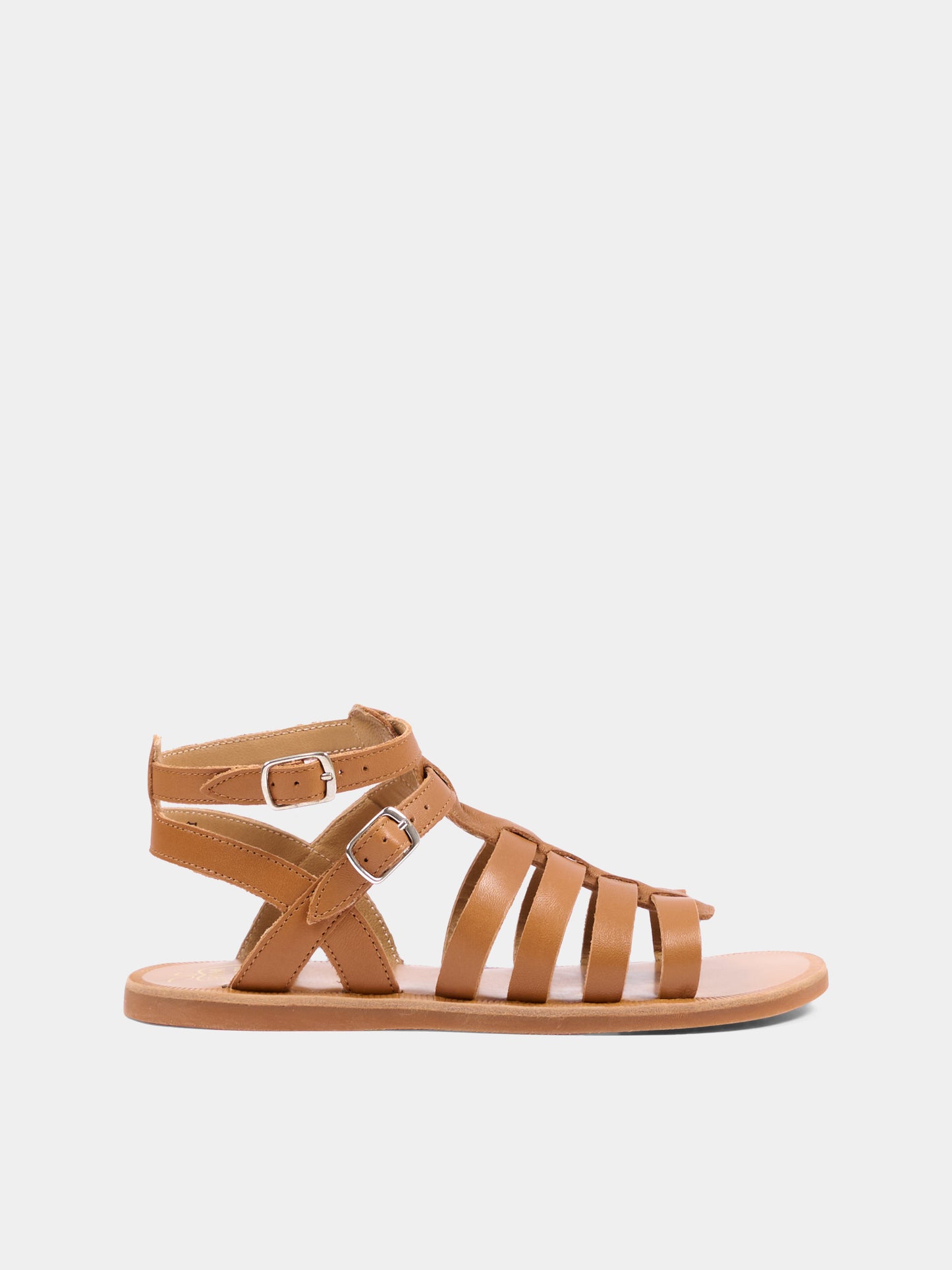 Sandali marroni per bambina,Pom D'api,U 1 FF NA04 08 CUERO