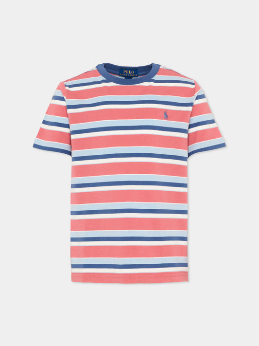 T-shirt multicolor per bambino a righe,Ralph Lauren Kids,B18469001
