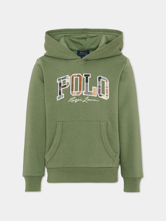 Felpa verde con logo per bambina,Ralph Lauren Kids,B18465002