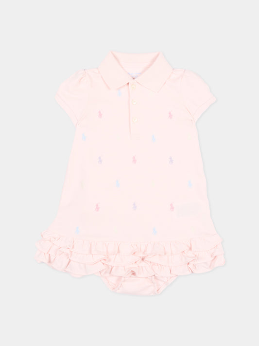 Vestito rosa polo Pony per neonata,Ralph Lauren Kids,676237003