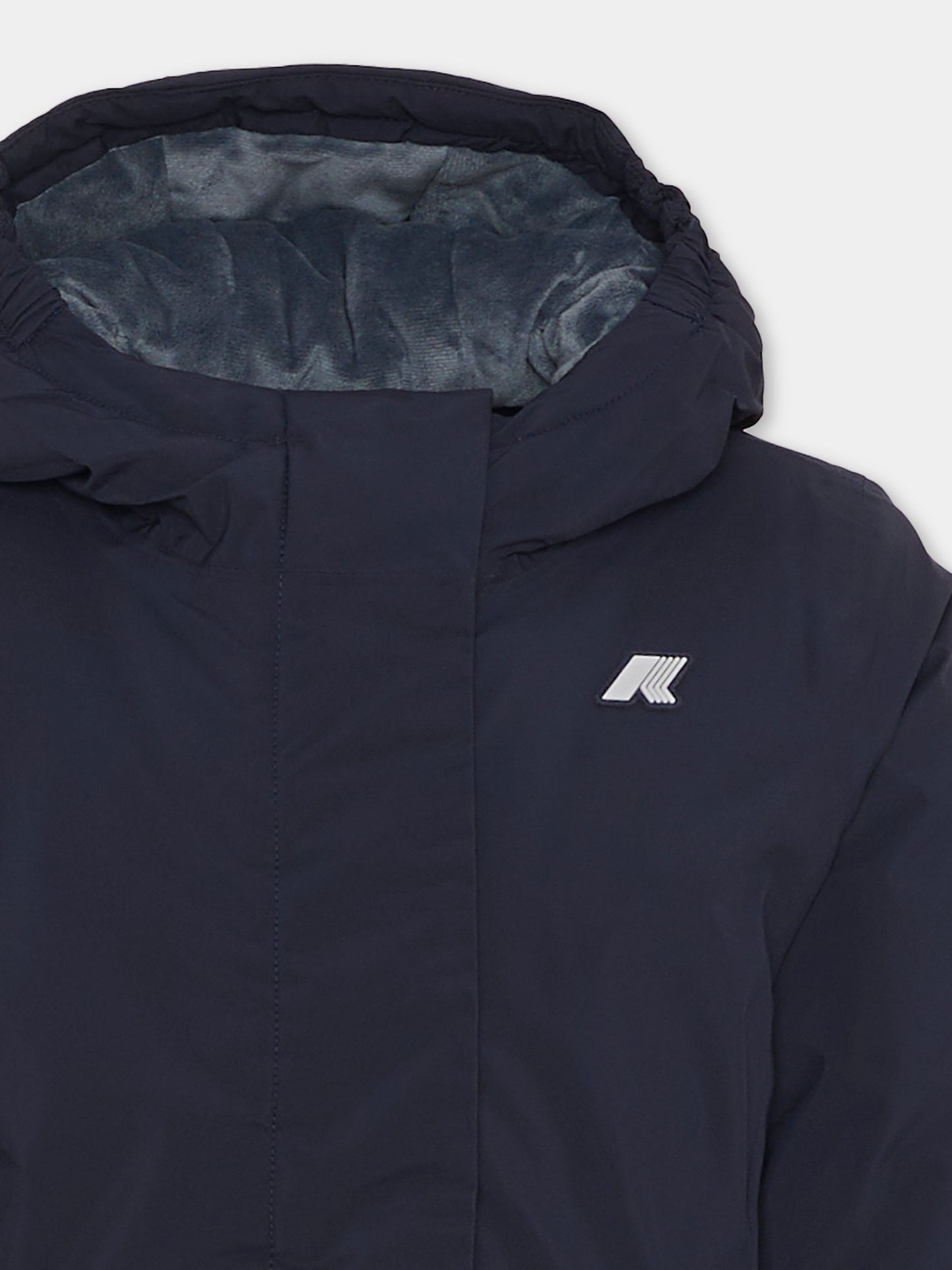 Piumino Lily Soft Touch Marmotta blu per bambina con logo,K-way,K4137WW AL9