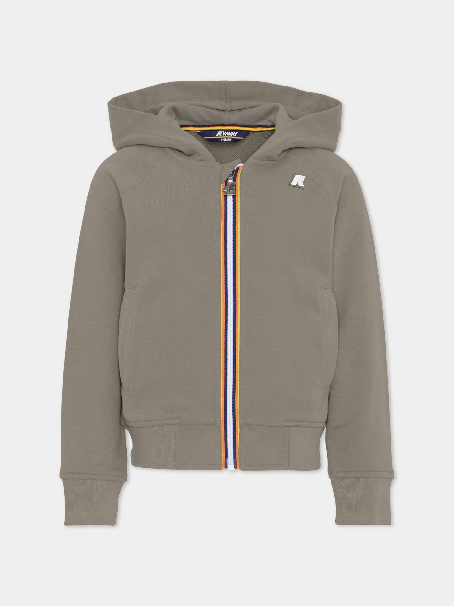 Felpa beige per bambino con logo,K-way,K51347W 633