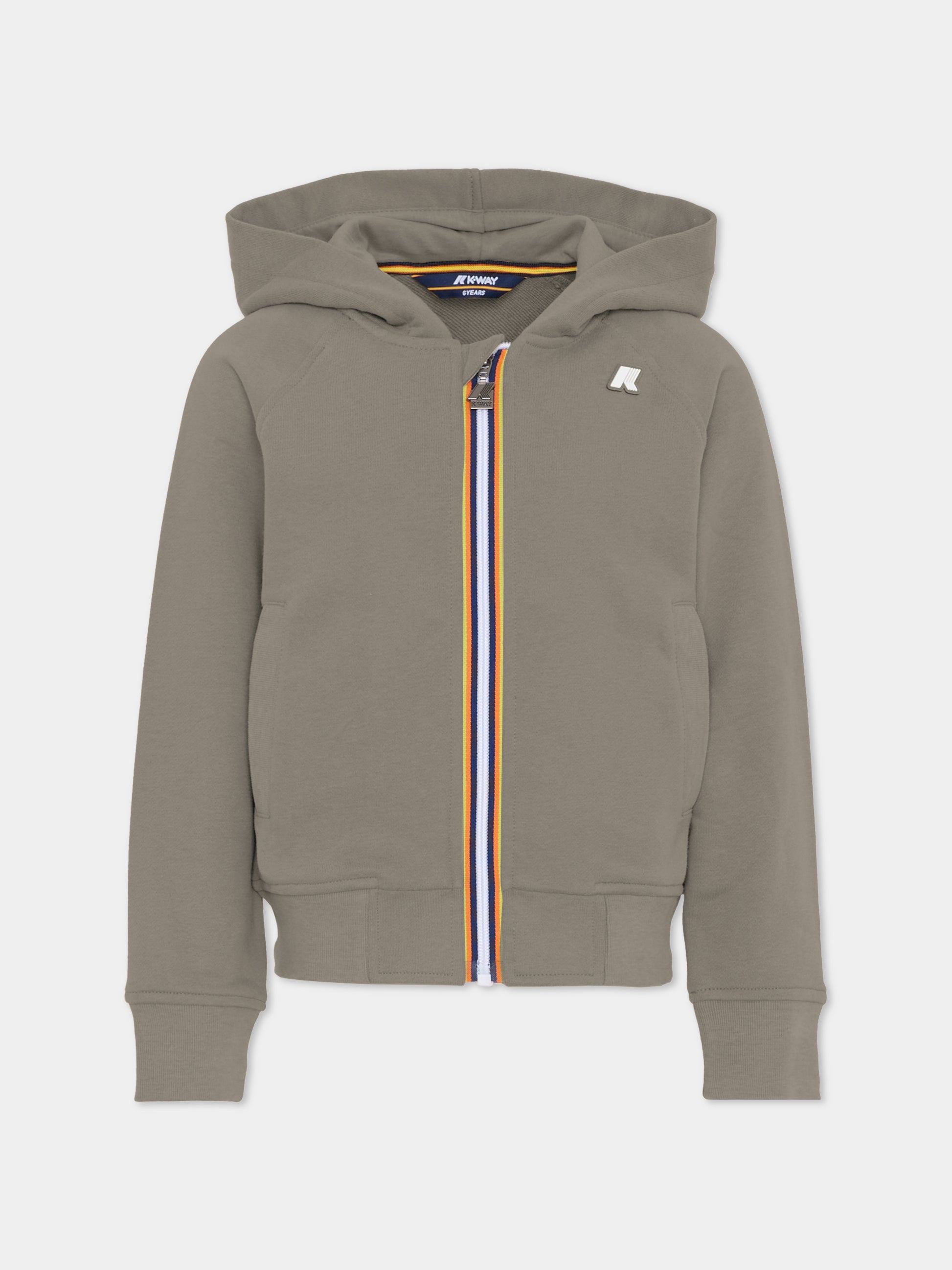 Felpa beige per bambino con logo,K-way,K51347W 633